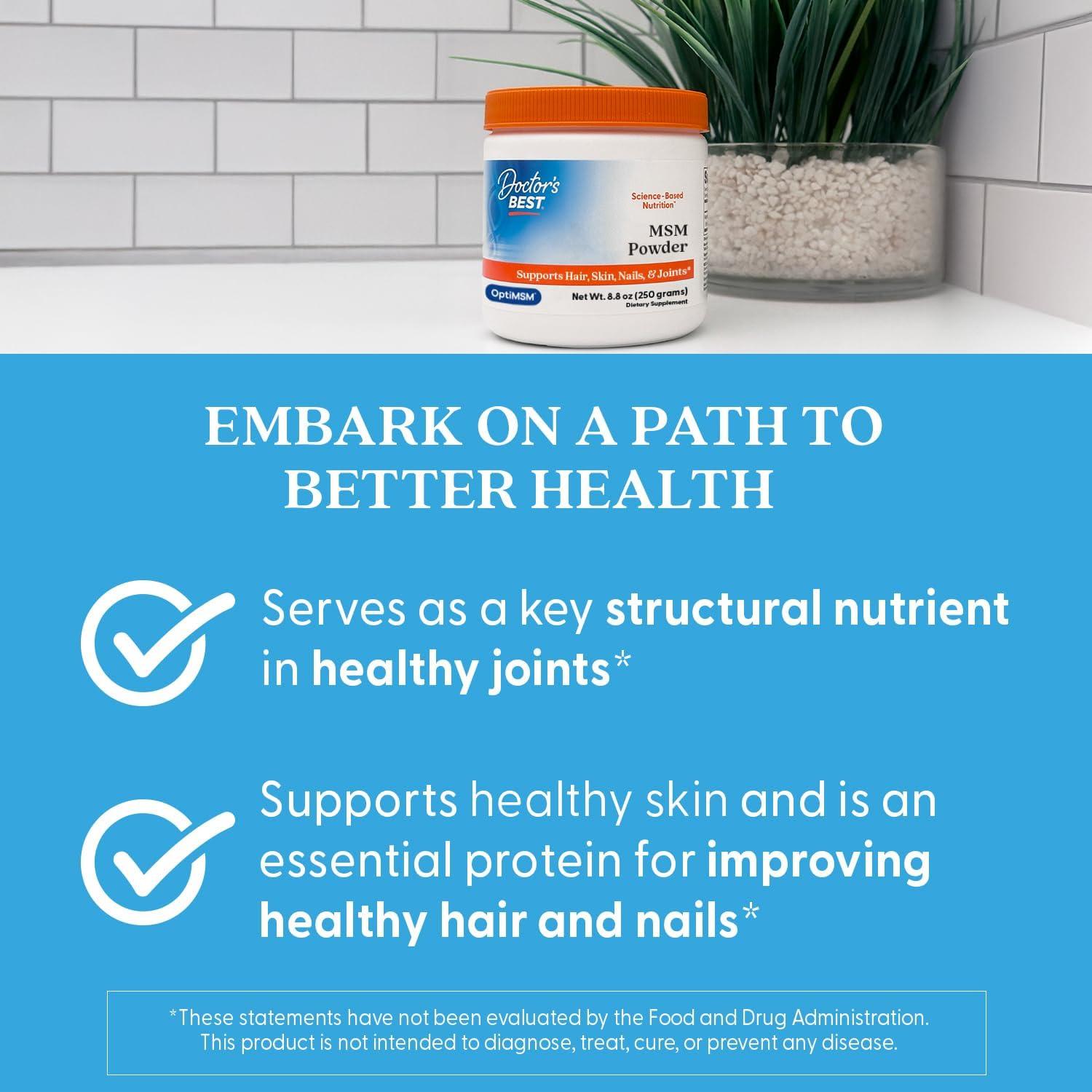 Polvo MSM Doctor's Best 250g - Apoyo Articular y Belleza