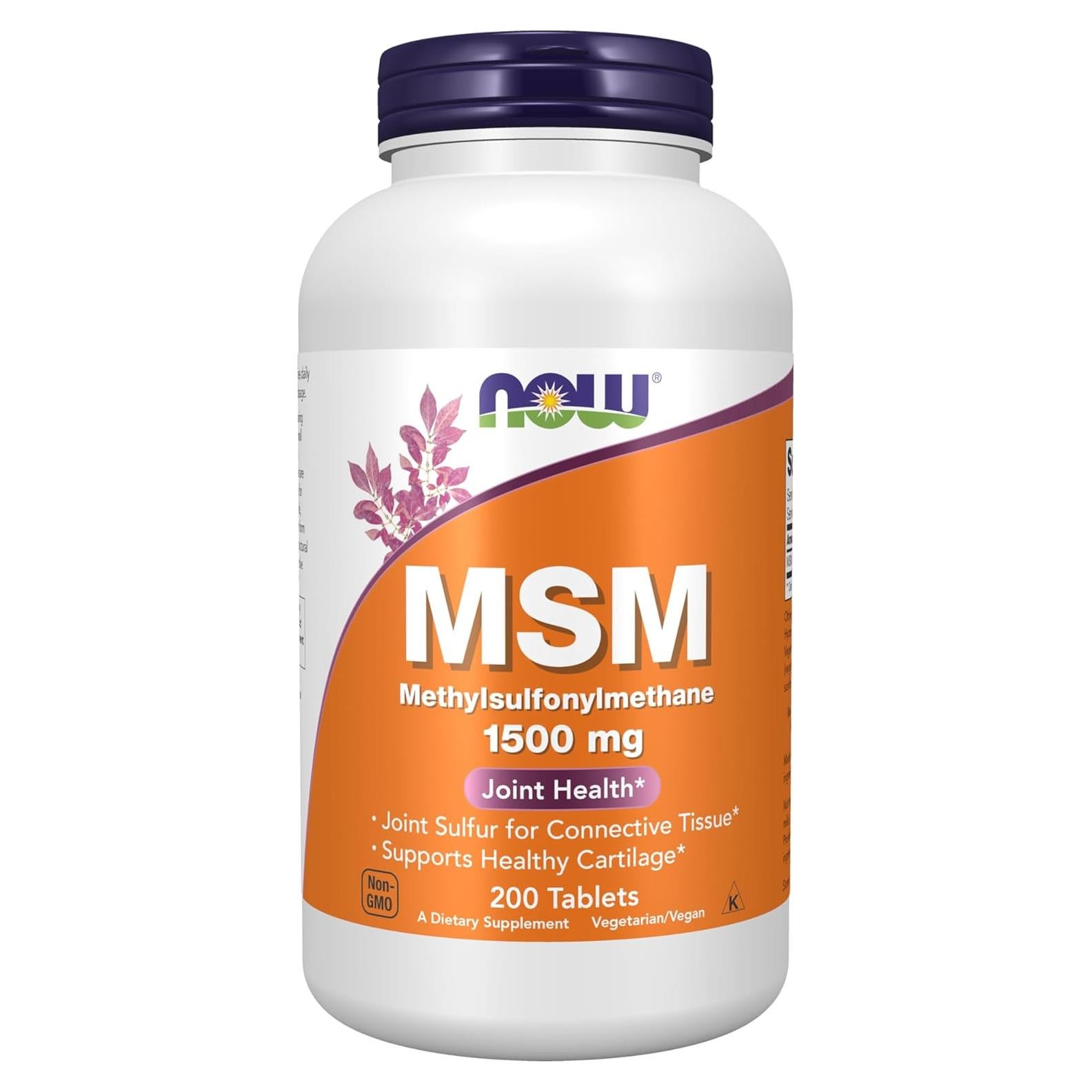 NOW Foods MSM 1500 mg 200 Tabletas - Suplemento Articular