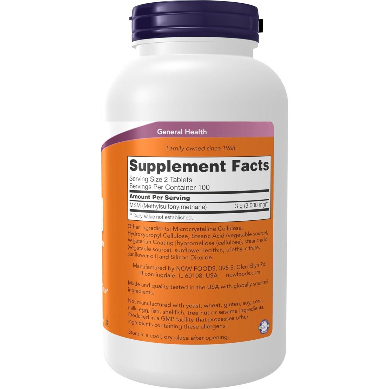 NOW Foods MSM 1500 mg 200 Tabletas - Suplemento Articular