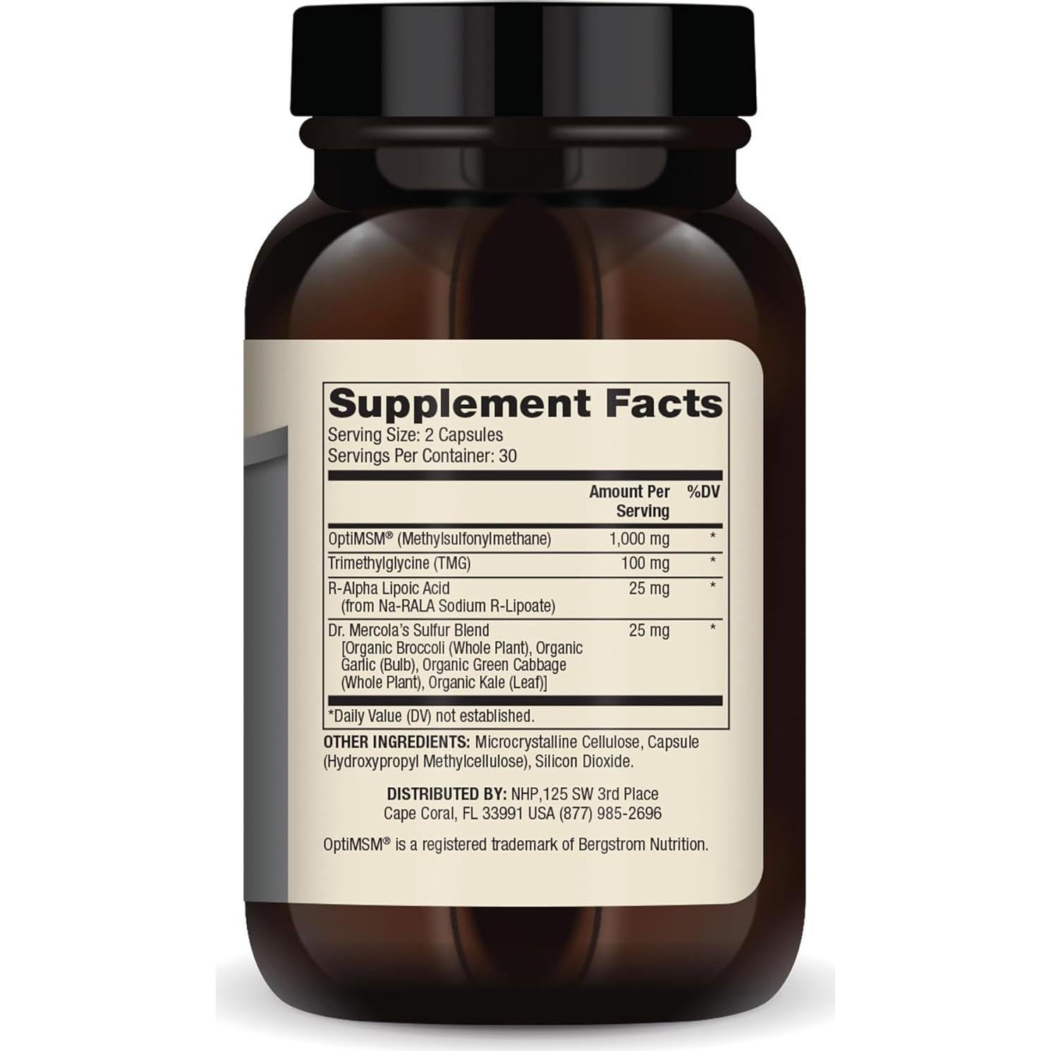 Suplemento de Azufre MSM Dr. Mercola 14.17g - 30 Porciones