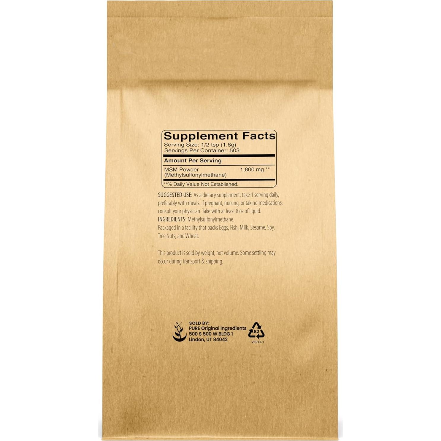 Polvo de MSM 0.91 kg Siempre Puro - Suplemento de Azufre