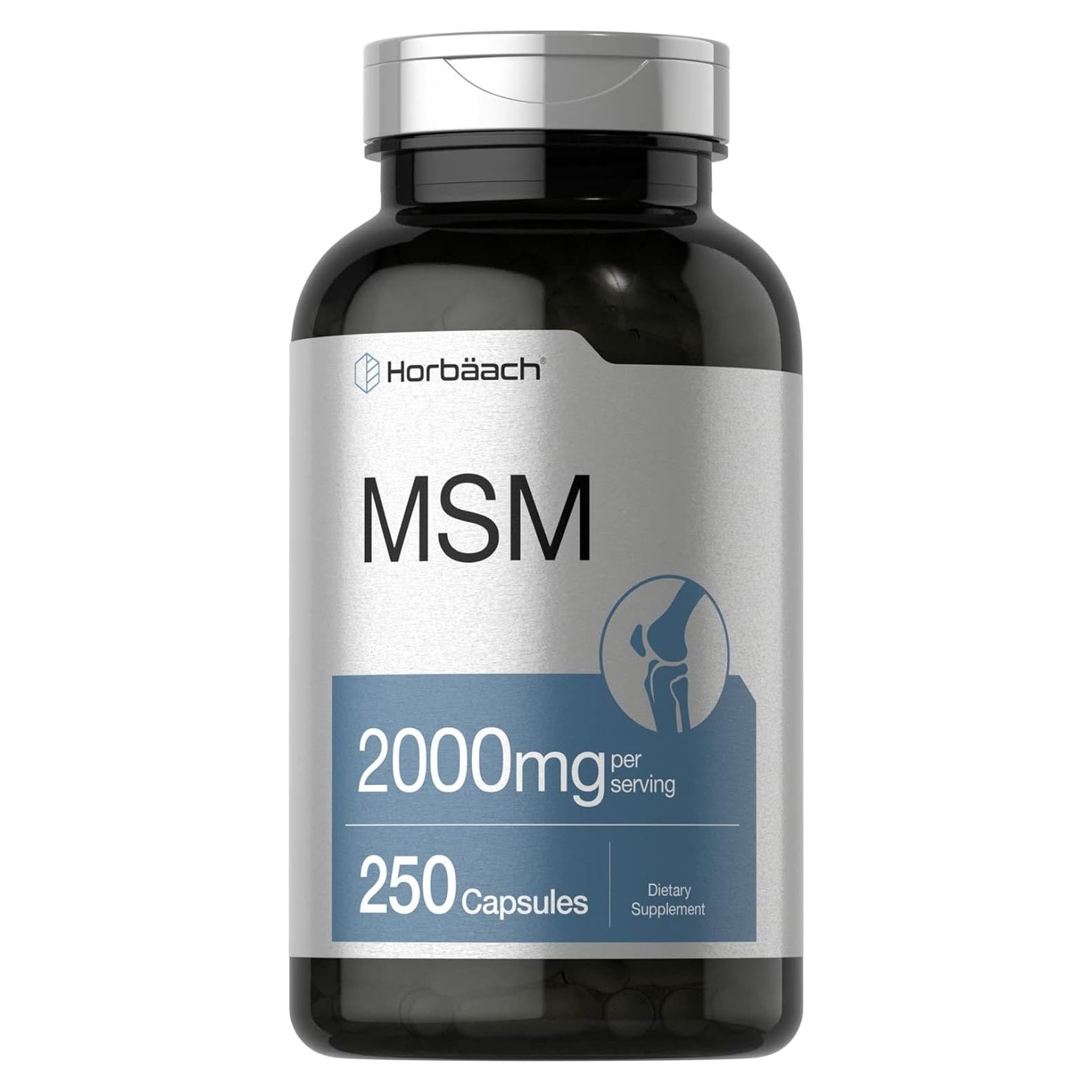Cápsulas de Suplemento MSM Horbaach 2000mg 250 Conteo