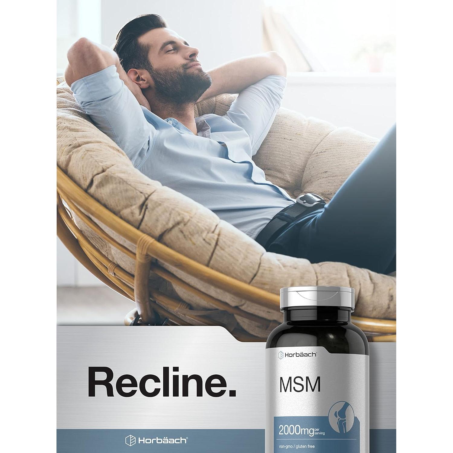 Cápsulas de Suplemento MSM Horbaach 2000mg 250 Conteo