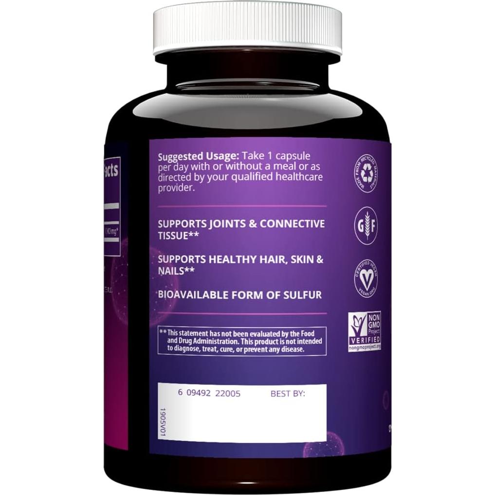 Cápsulas de MSM 1000mg MRM Nutrition | Suplemento Vegano 120 Porciones