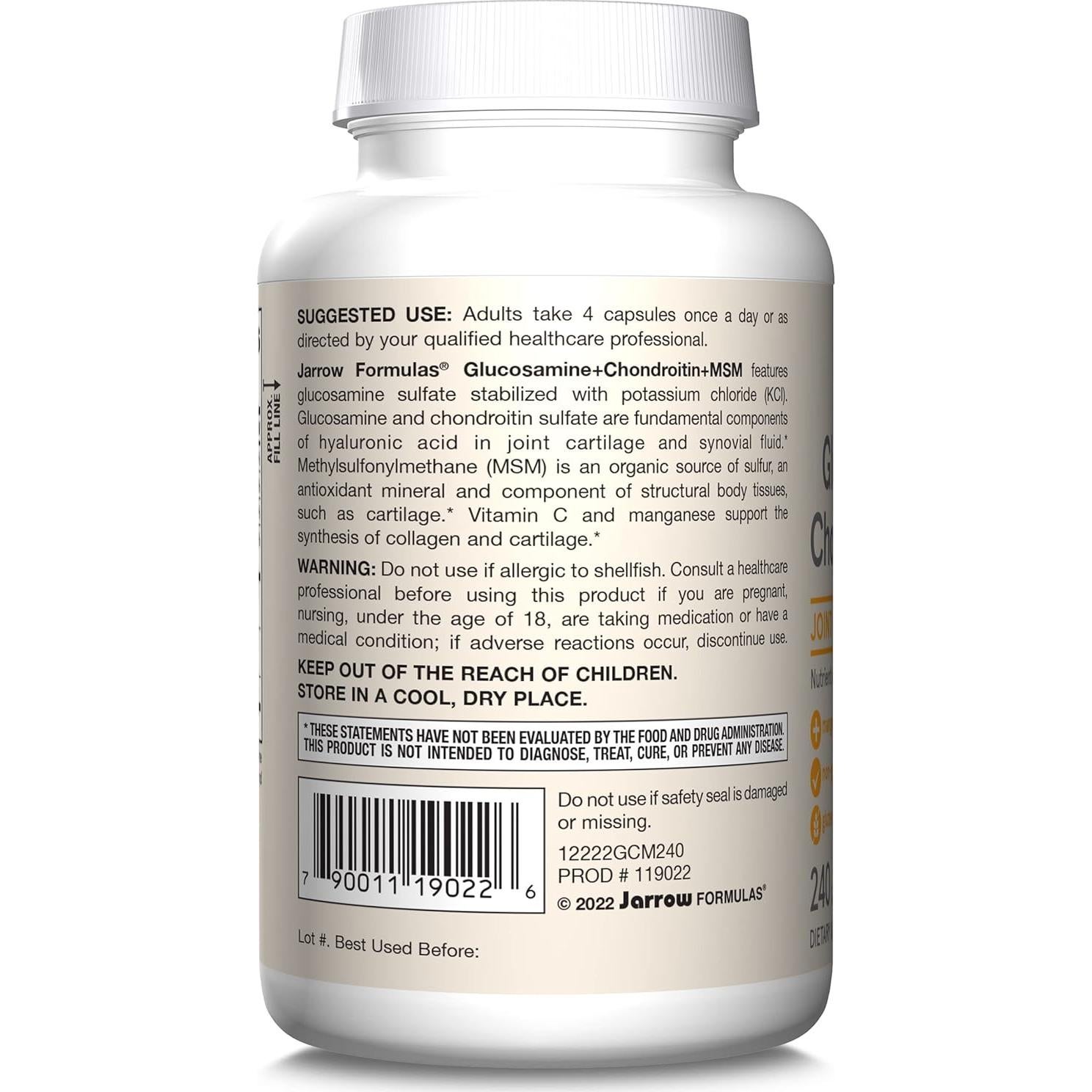 Suplemento Articular Jarrow Formulas Glucosamina 240 Cápsulas