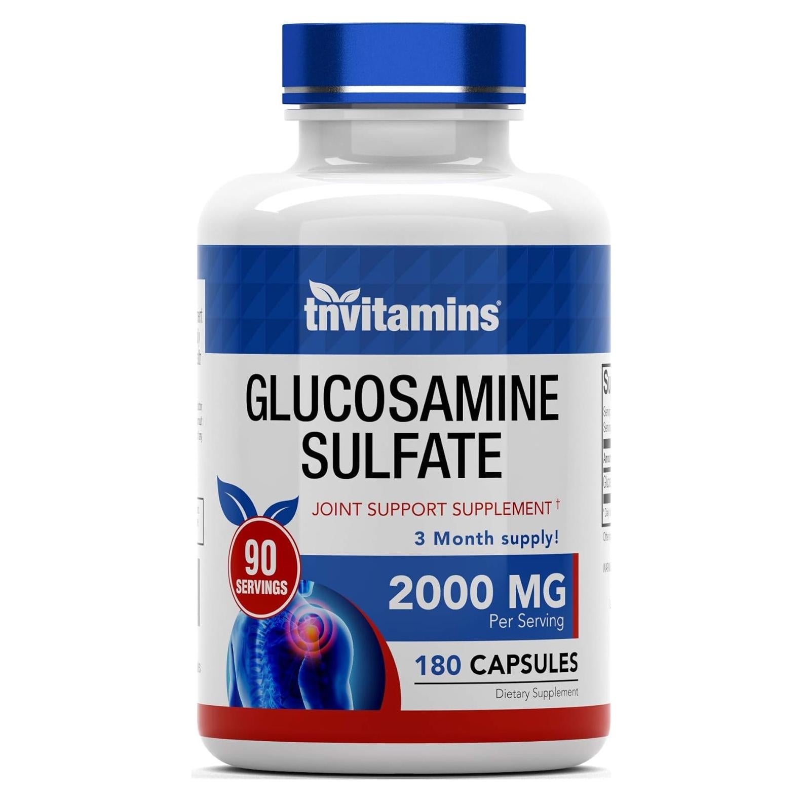 Cápsulas de Sulfato de Glucosamina 2000 MG TNVitamins 180 Unidades