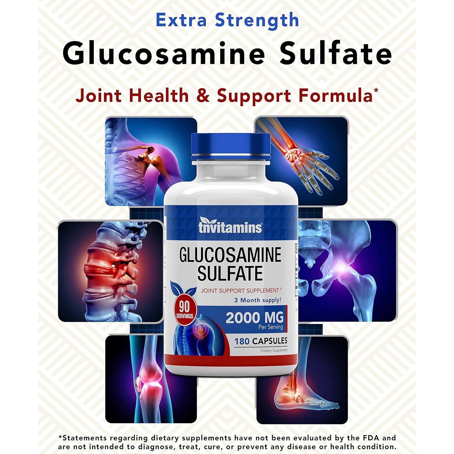 Cápsulas de Sulfato de Glucosamina 2000 MG TNVitamins 180 Unidades