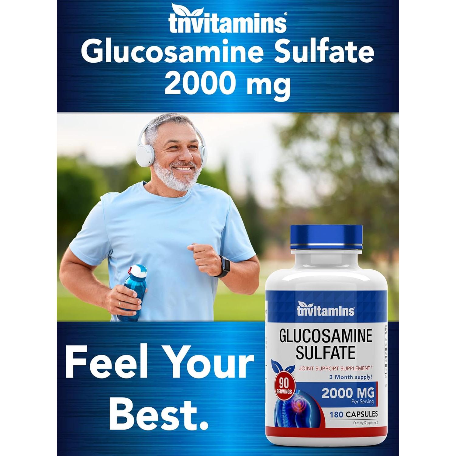 Cápsulas de Sulfato de Glucosamina 2000 MG TNVitamins 180 Unidades