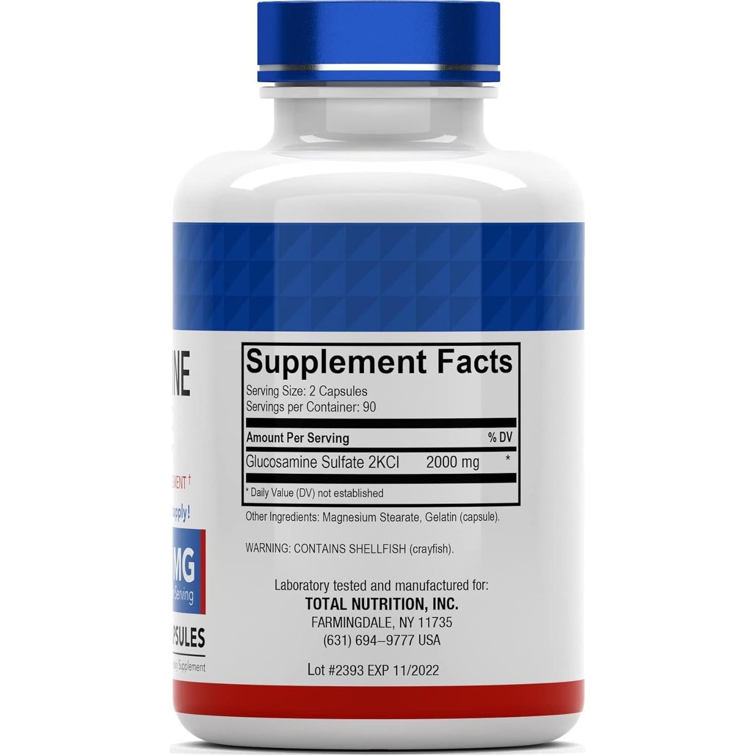 Cápsulas de Sulfato de Glucosamina 2000 MG TNVitamins 180 Unidades
