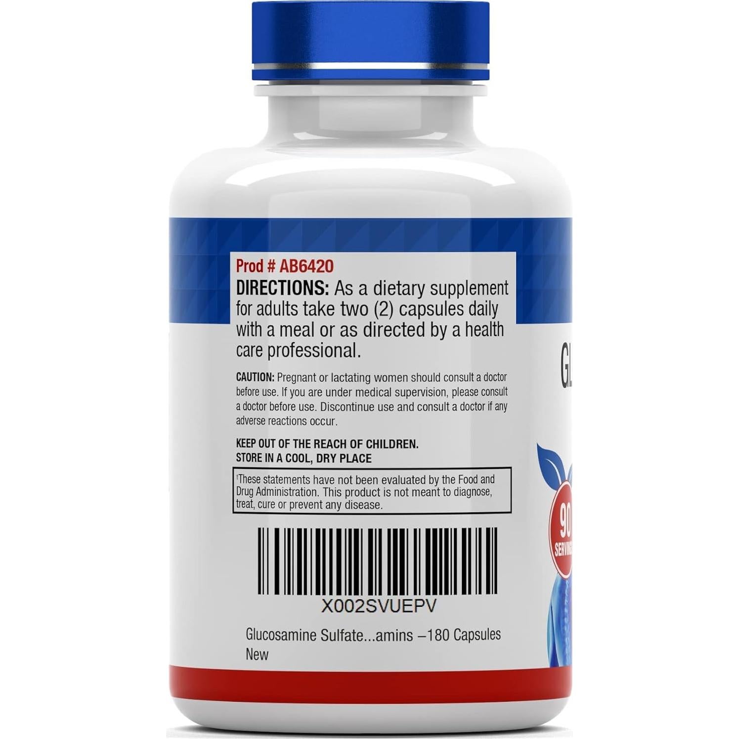 Cápsulas de Sulfato de Glucosamina 2000 MG TNVitamins 180 Unidades