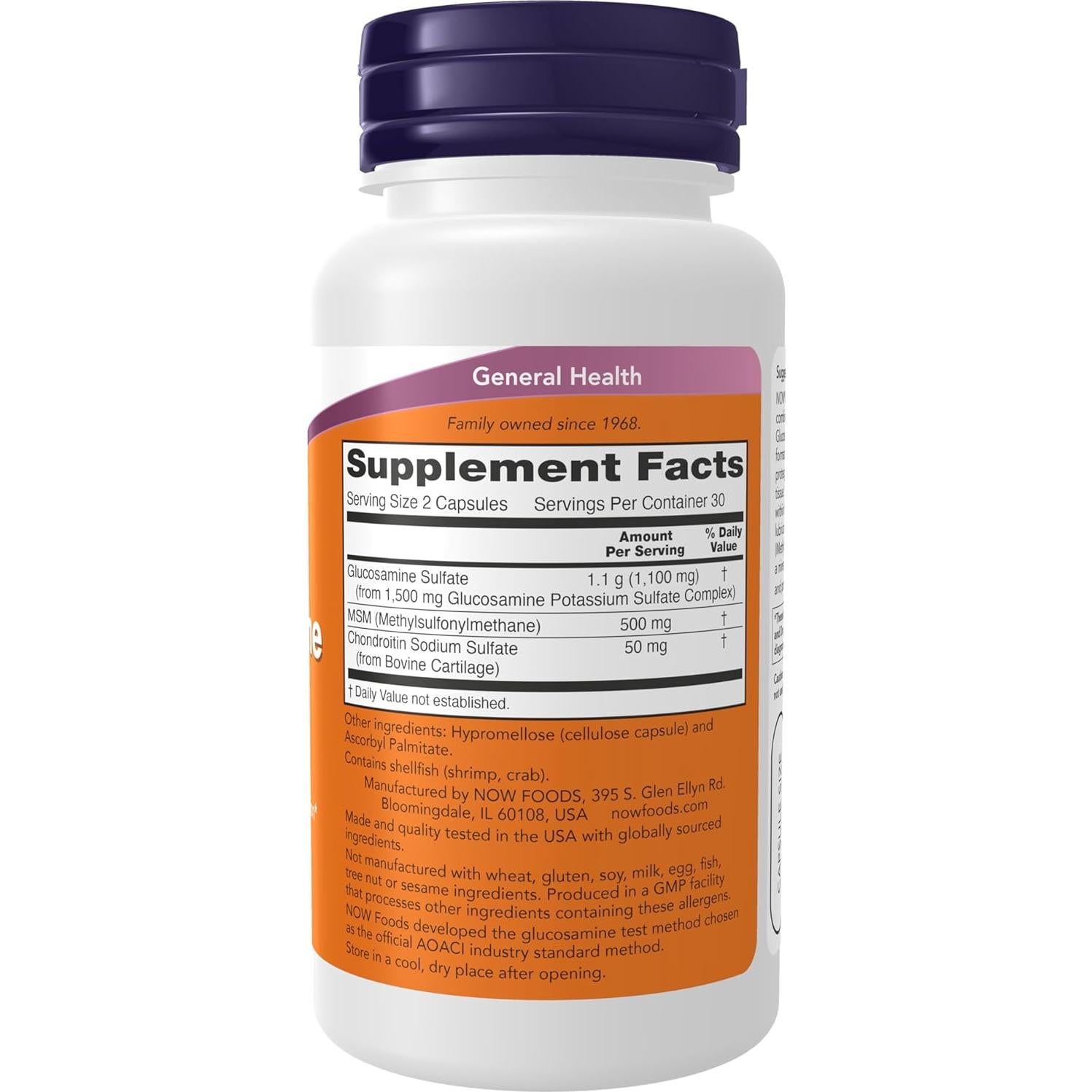 NOW Foods Glucosamina MSM y Condroitina 60 Cápsulas Veganas