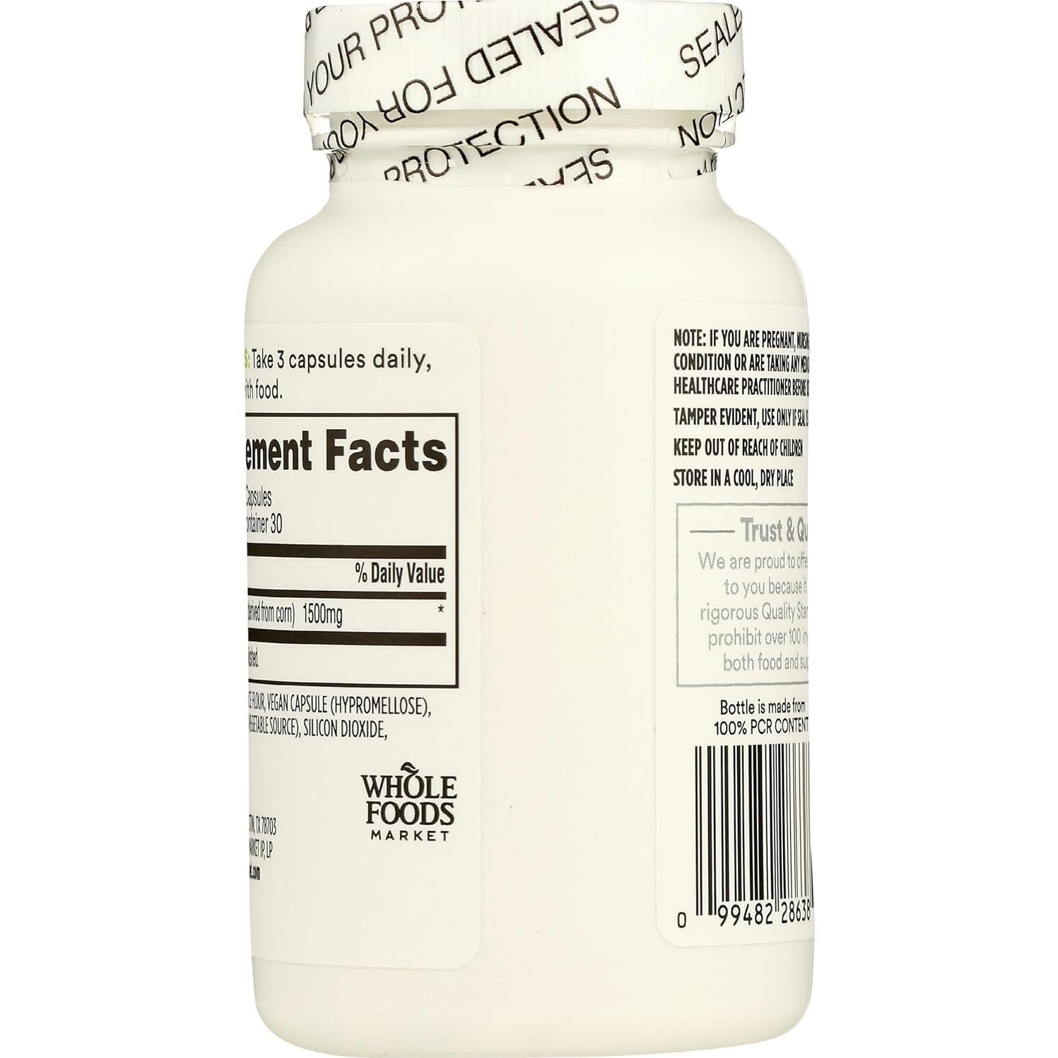 Glucosamina Sulfato Vegana 1500mg 90 Cápsulas 365 Whole Foods