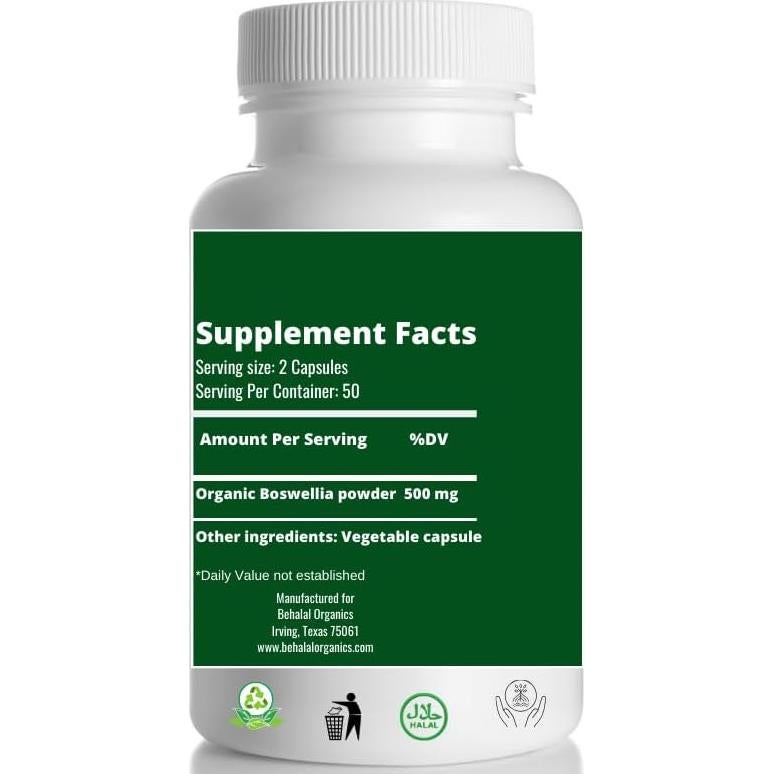 Cápsulas Boswellia Serrata Behalal Organics 60 Unidades