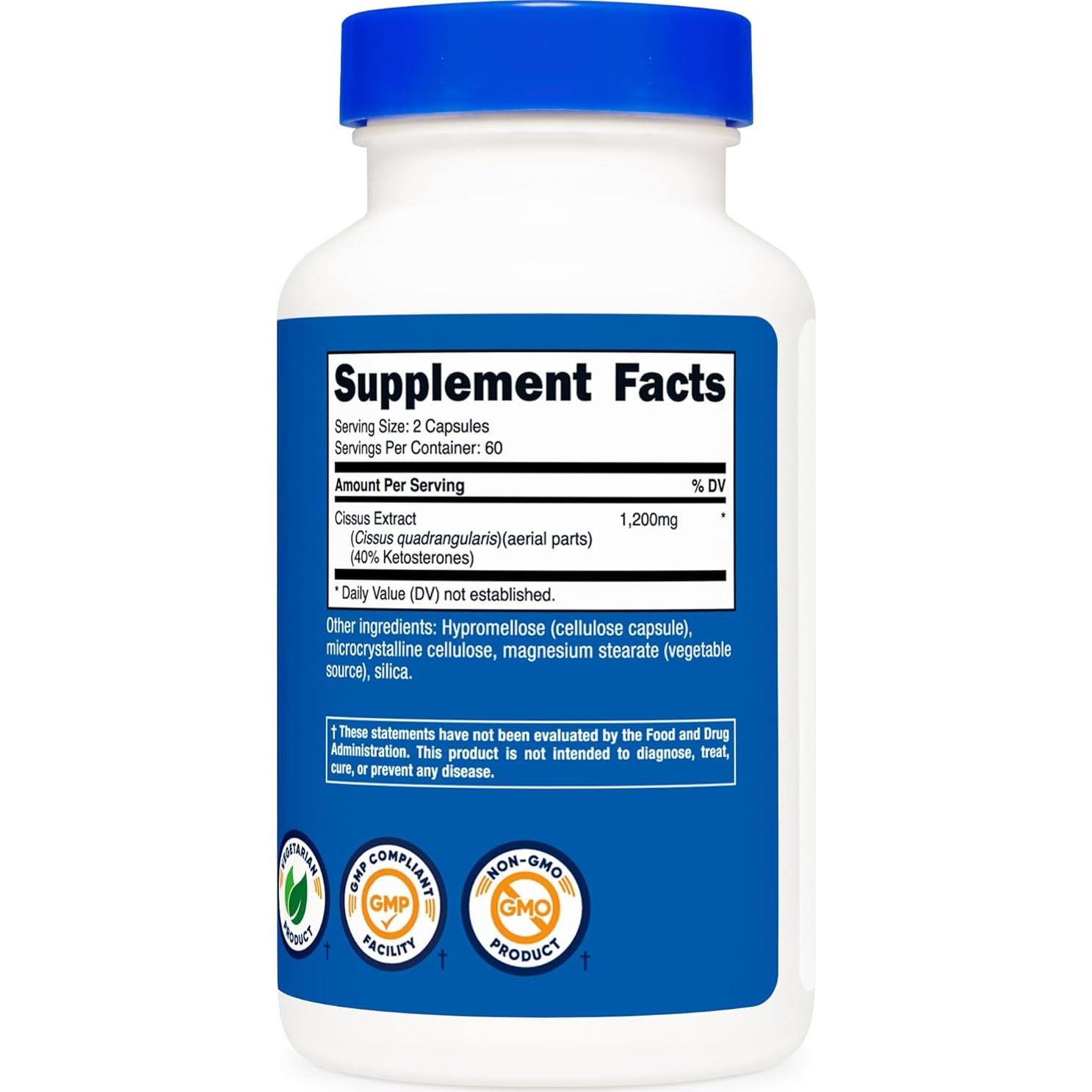 Cápsulas de Cissus Quadrangularis Nutricost 1200mg 120 Unidades