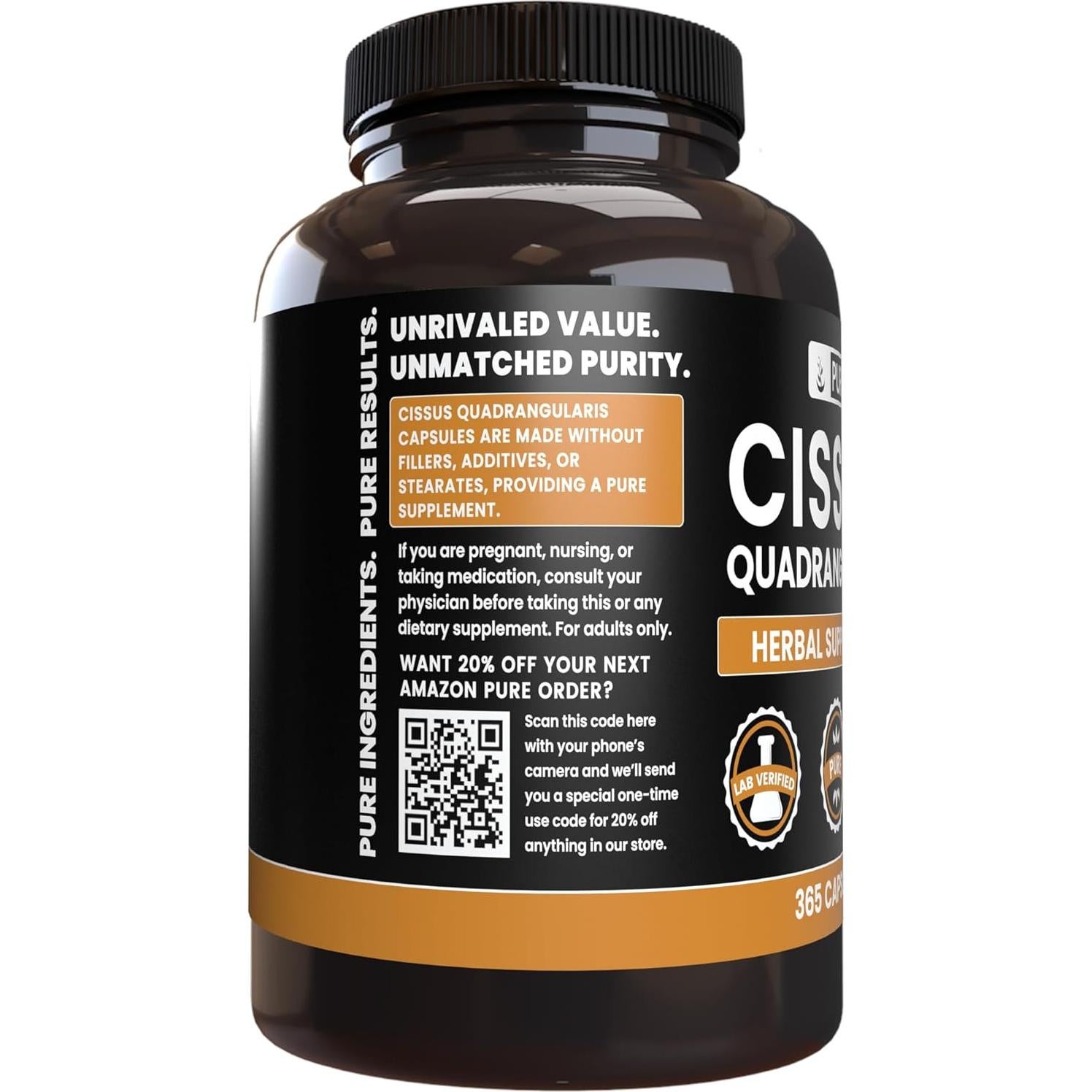 Cápsulas de Cissus Quadrangularis 365 Unidades Puras