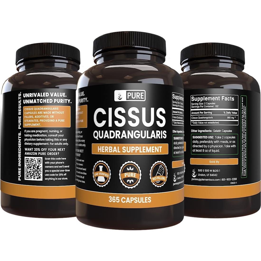 Cápsulas de Cissus Quadrangularis 365 Unidades Puras