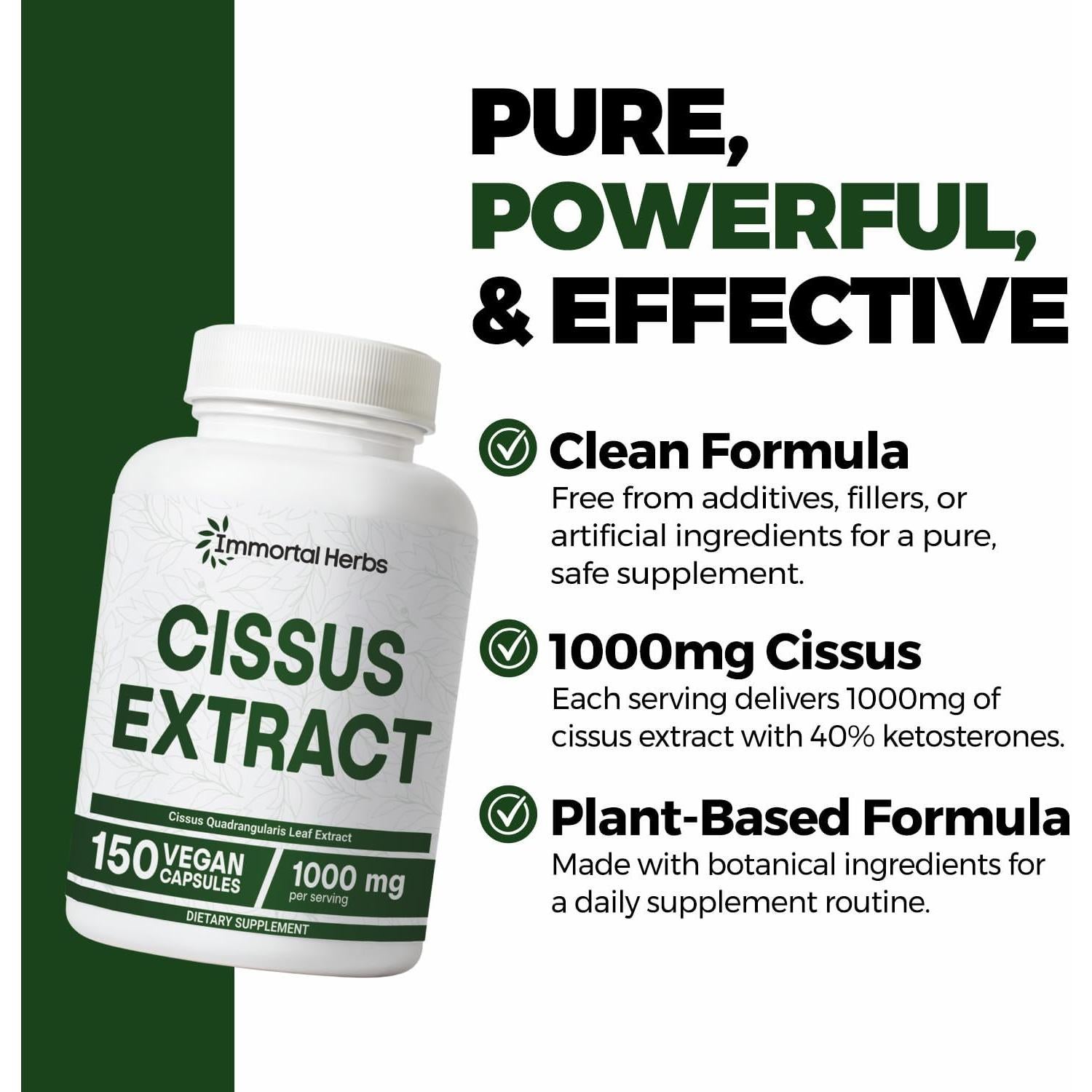 Cápsulas de Cissus Quadrangularis 1000mg - Immortal Herbs, 150 Unidades