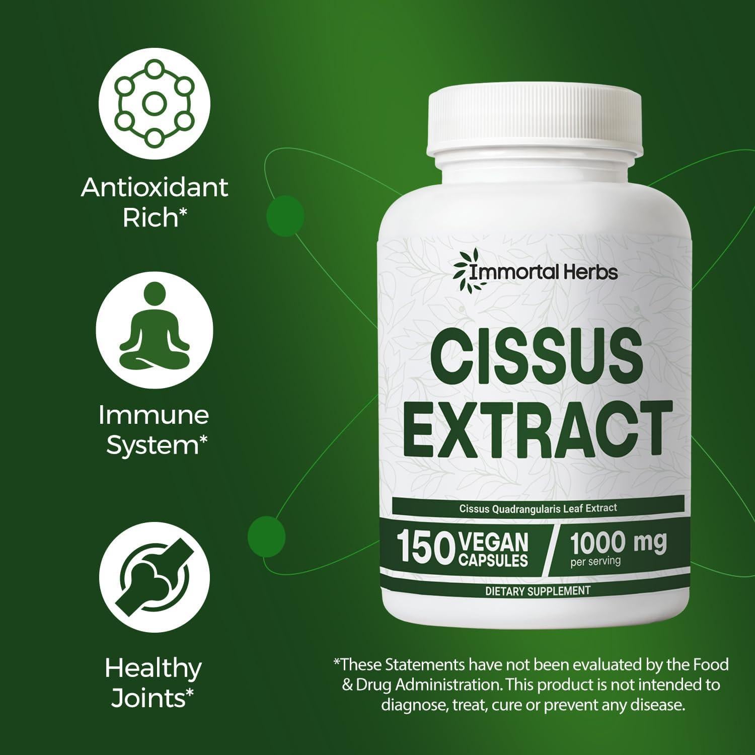 Cápsulas de Cissus Quadrangularis 1000mg - Immortal Herbs, 150 Unidades