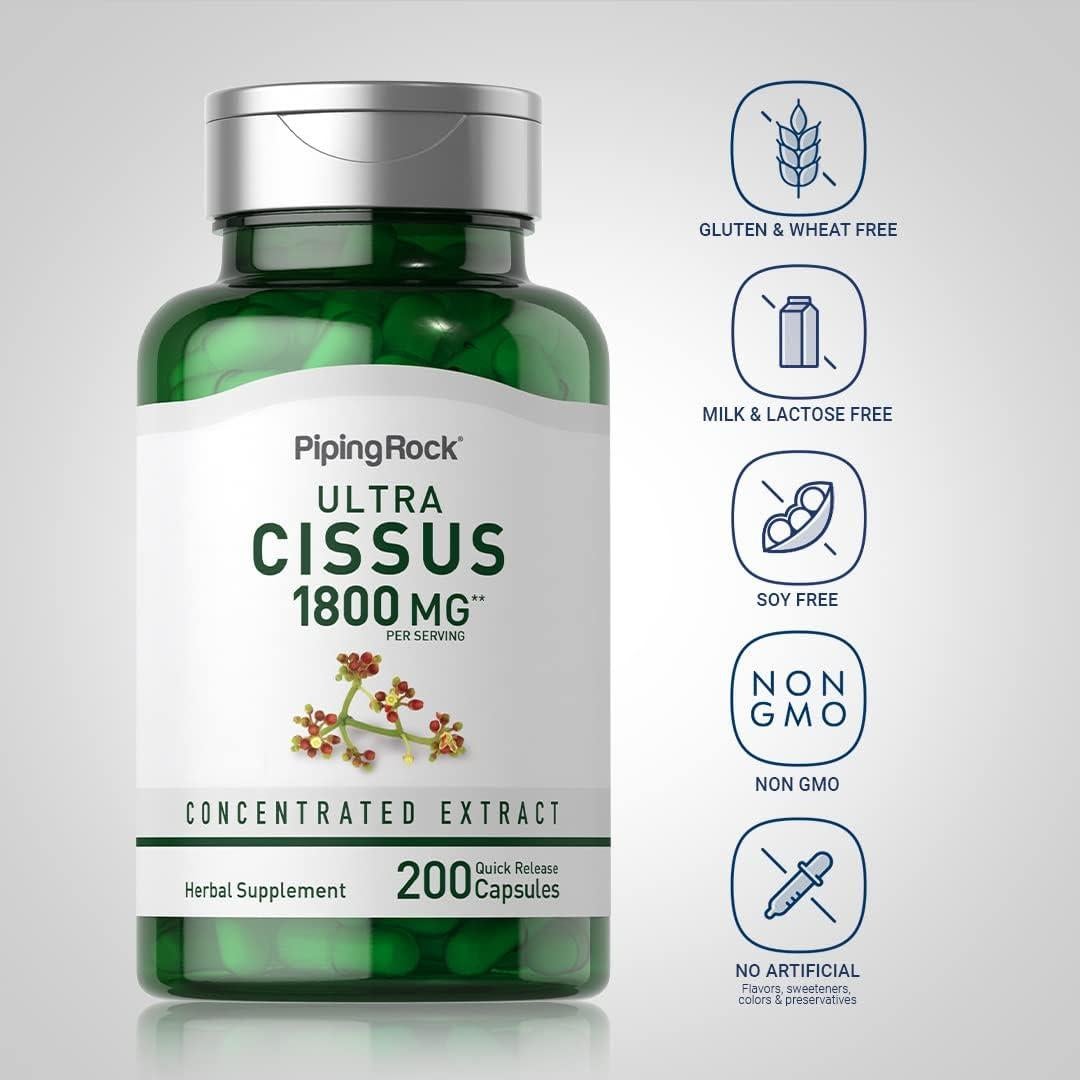 Suplemento Cissus Quadrangularis Piping Rock 1800mg 200 Cápsulas