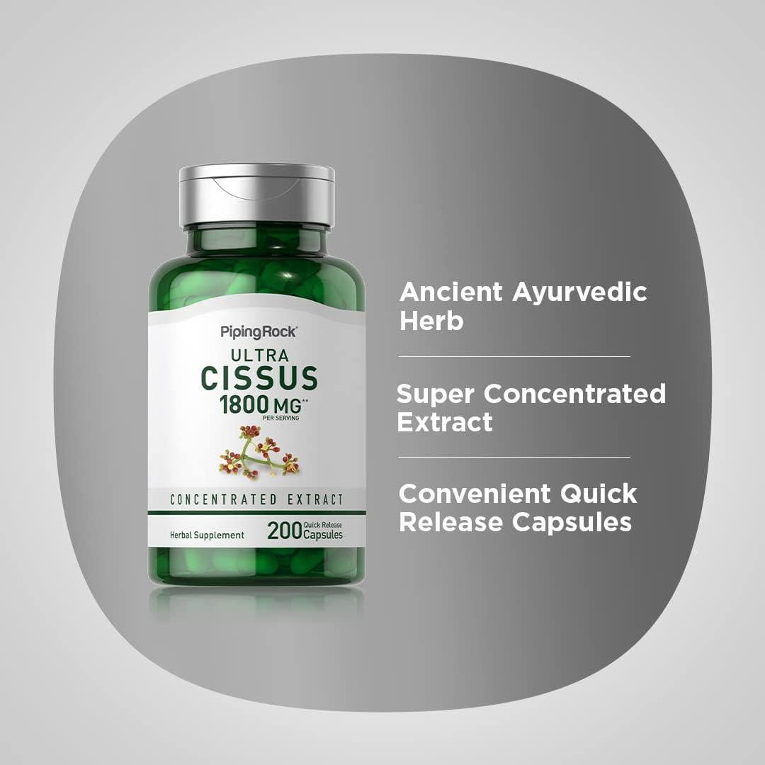 Suplemento Cissus Quadrangularis Piping Rock 1800mg 200 Cápsulas