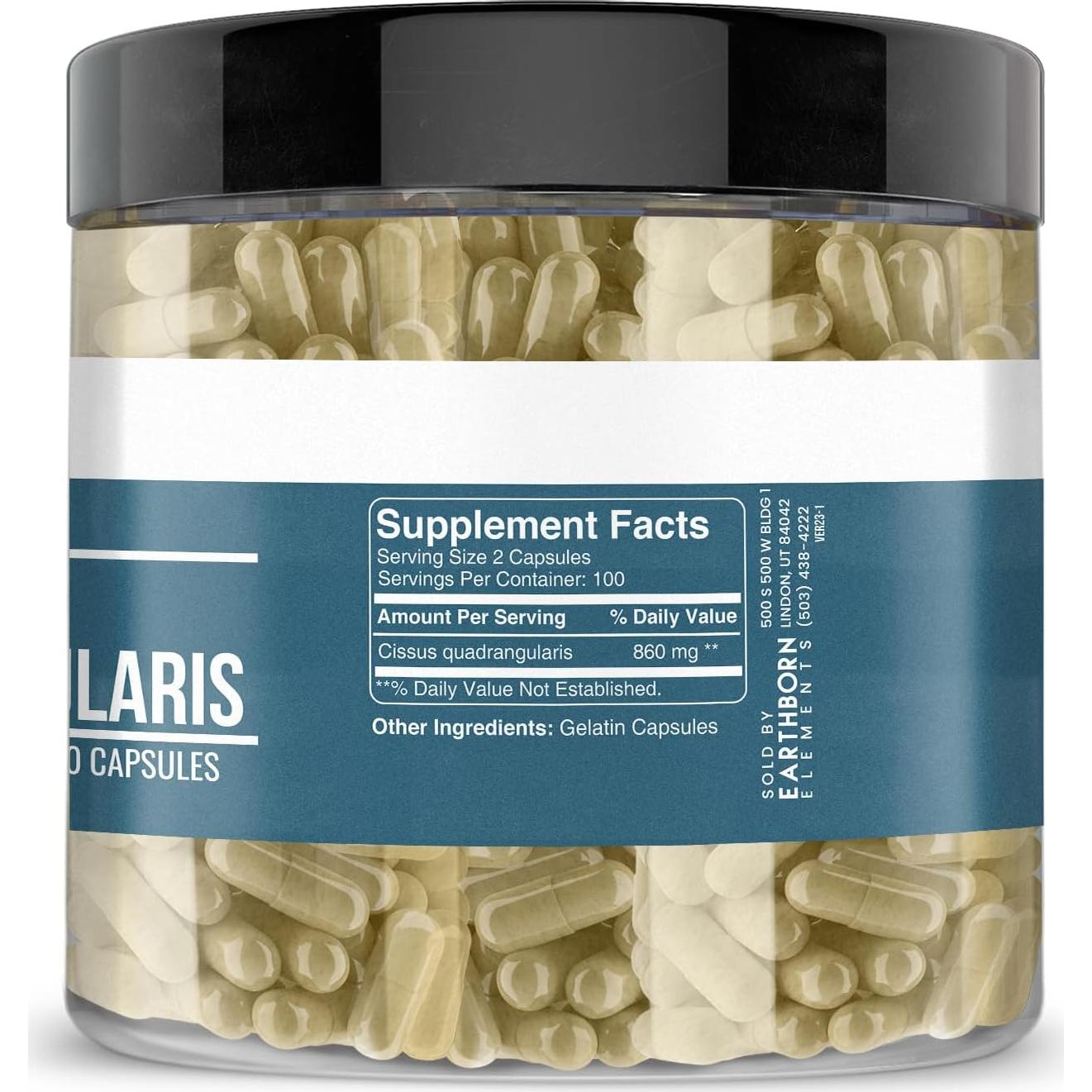 Cápsulas de Cissus Quadrangularis Elementos de la Tierra 200 Unidades