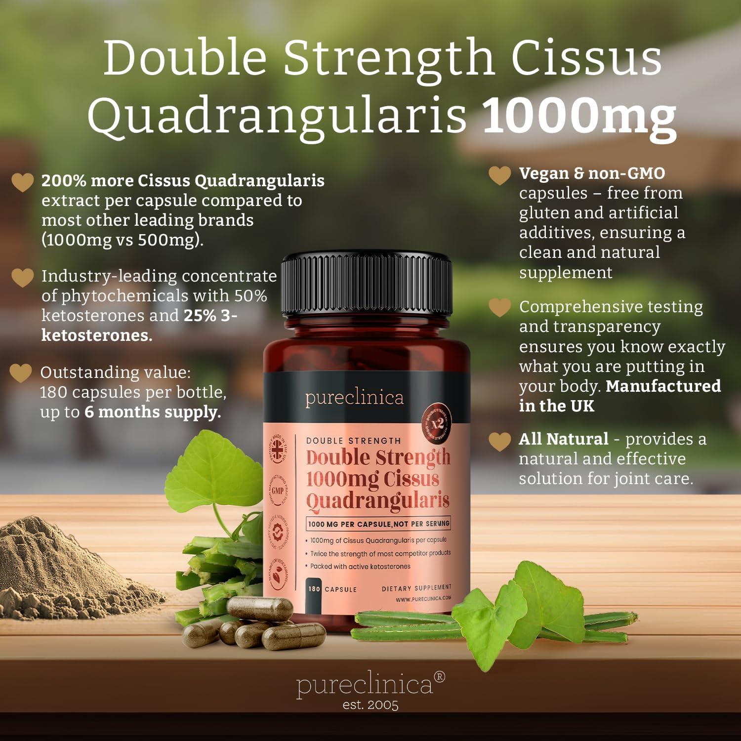 Cissus Quadrangularis Doble Fuerza 1000mg 180 Cápsulas Veganas