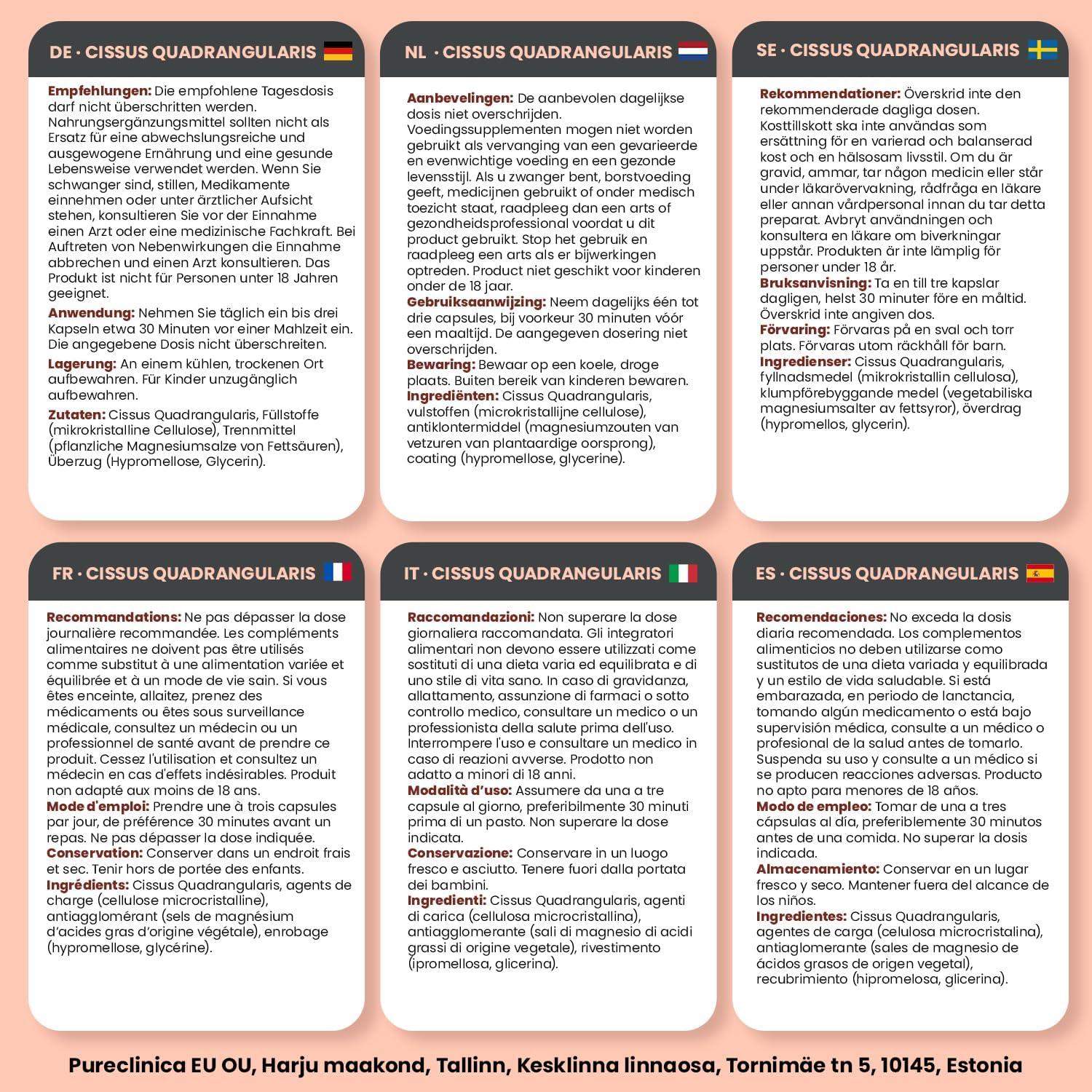 Cissus Quadrangularis Doble Fuerza 1000mg 180 Cápsulas Veganas