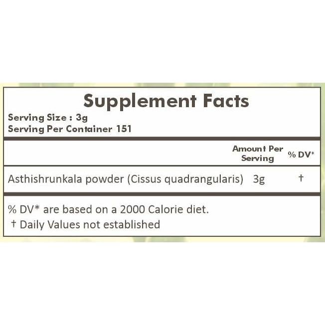 Polvo de Asthishrunkala Herbal Hills Cissus Quadrangularis 454g