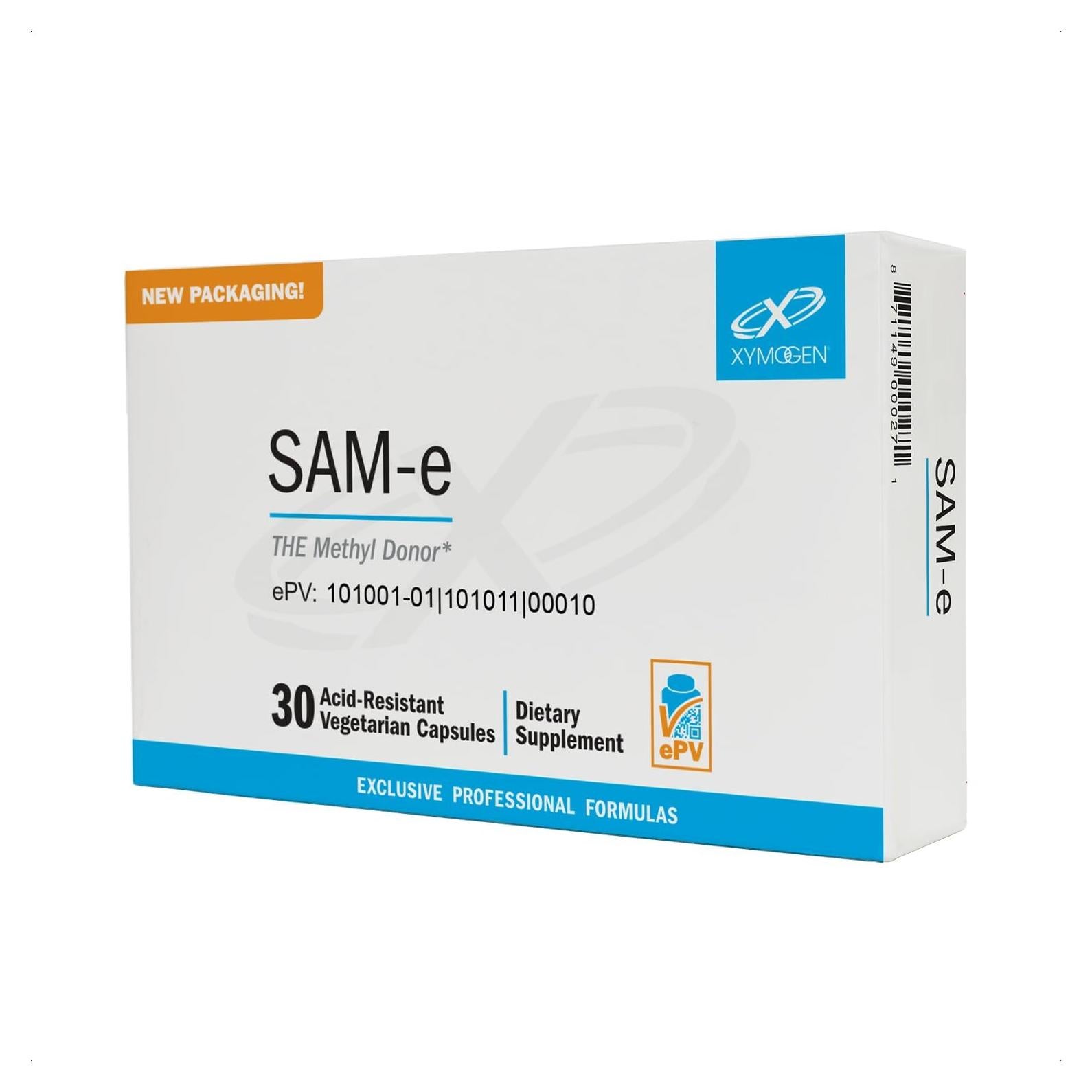 Suplemento Hepático Xymogen SAM-e 200mg Vegano 30 Cápsulas