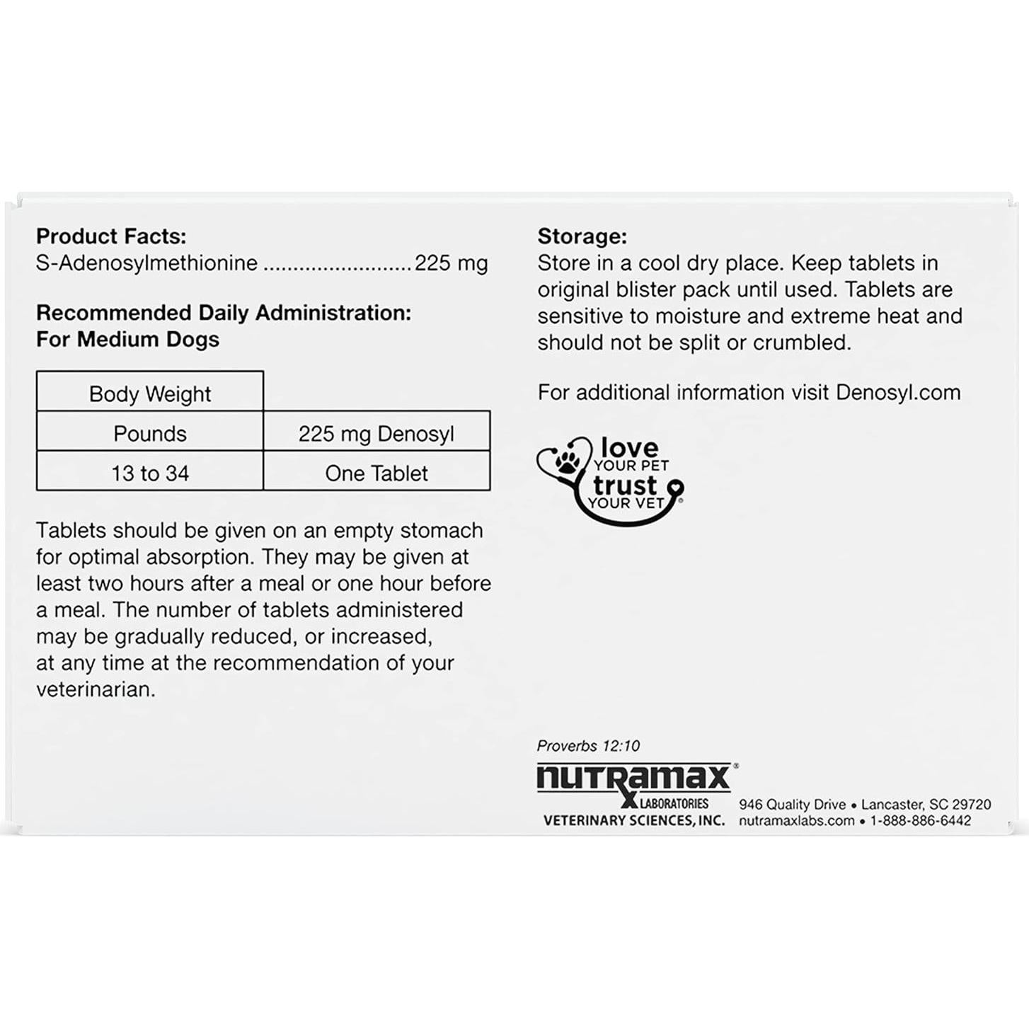 Suplemento Hepático y Cerebral Nutramax Denosyl 30 Tabletas