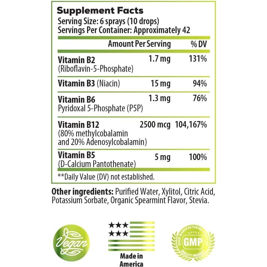 B-Bomb Vitamina B12 Spray 28.35g - Vegano, Sin Azúcar, Hierbabuena