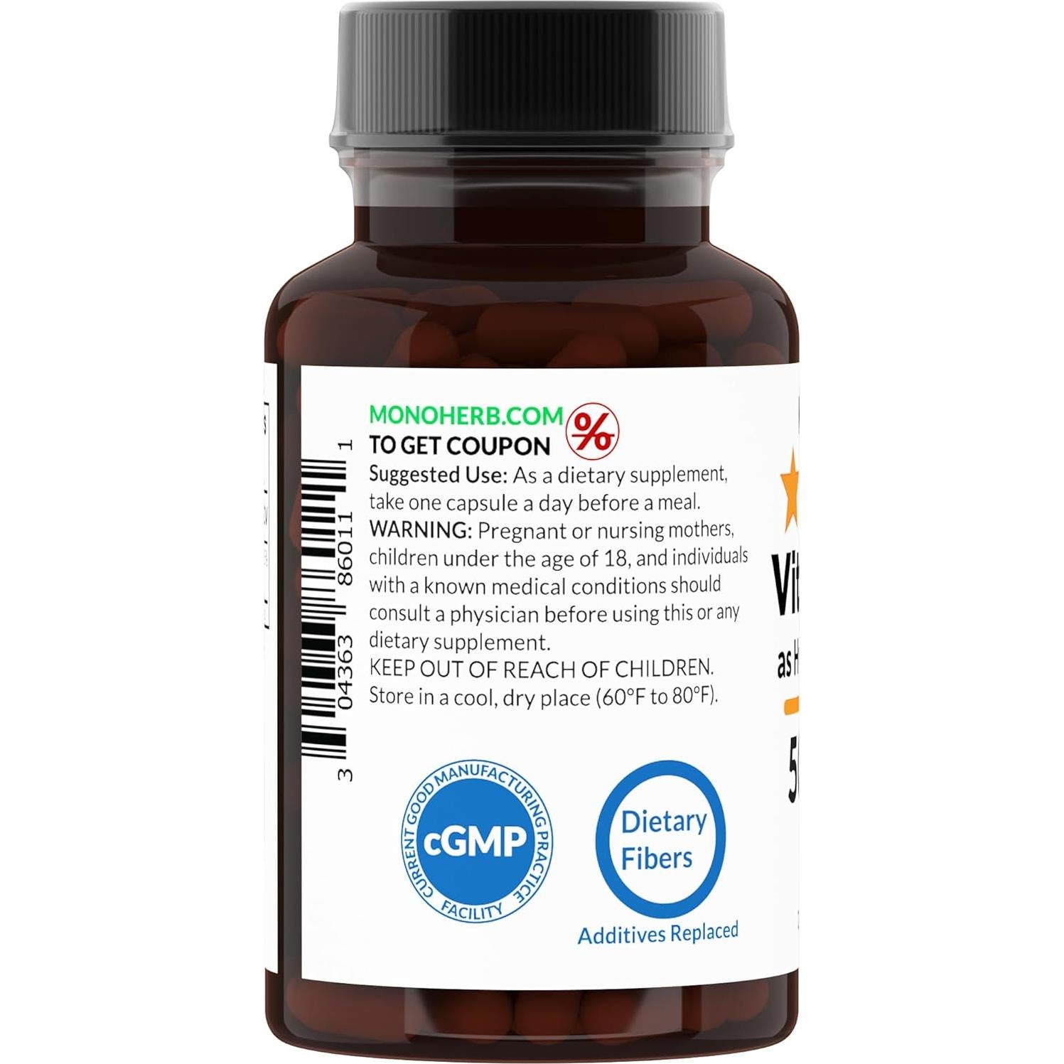 Suplemento de Vitamina B12 Hidroxocobalamina MONOHERB 5000mcg