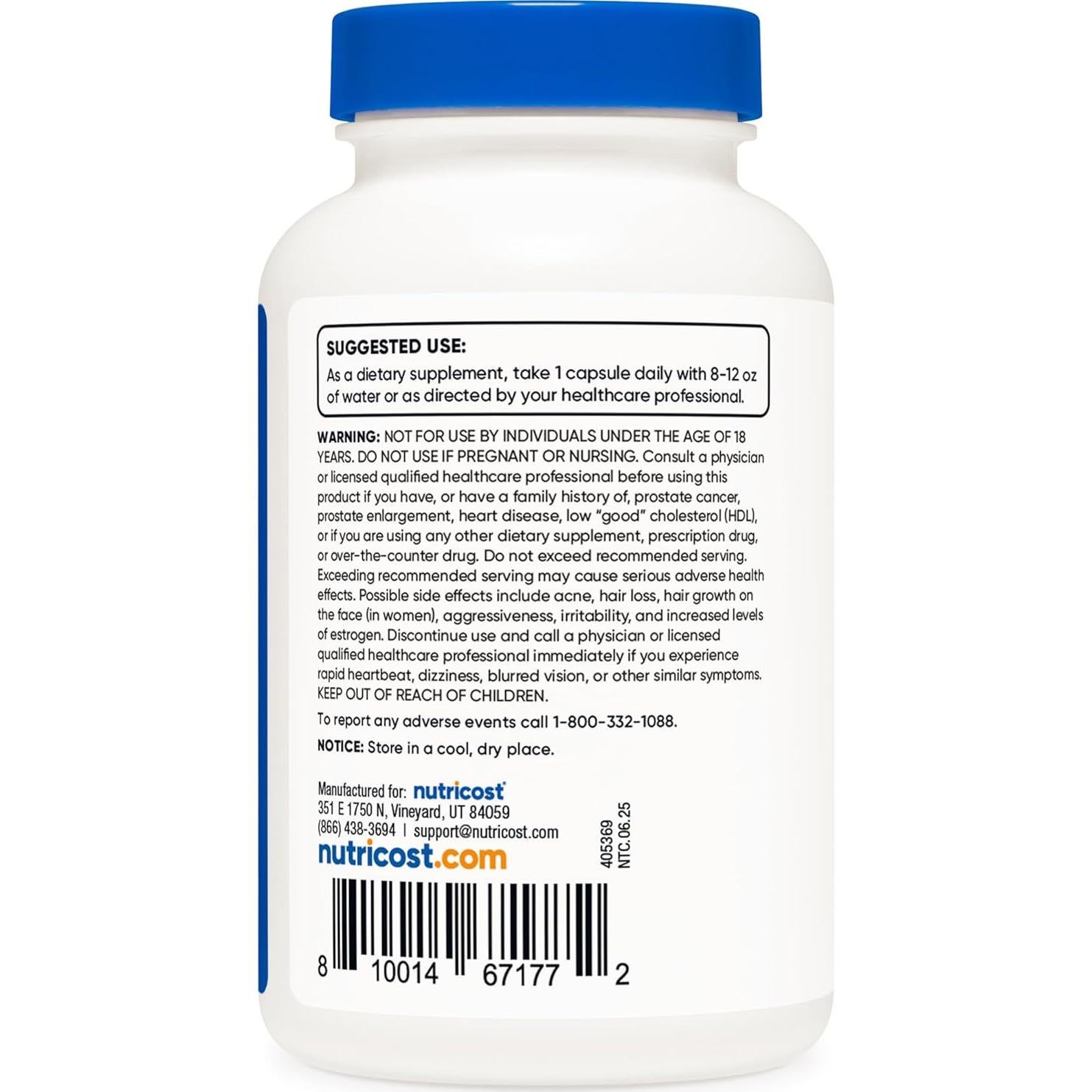 Nutricost DHEA 100mg 240 Cápsulas Suplemento Sin Gluten