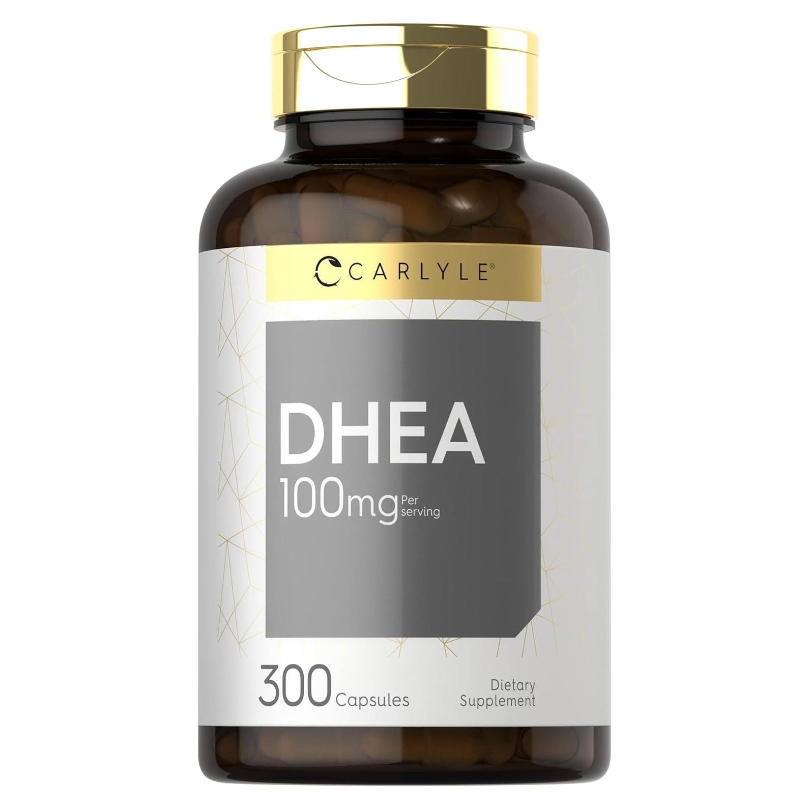 Suplemento DHEA Carlyle 100mg 300 Cápsulas Sin Gluten