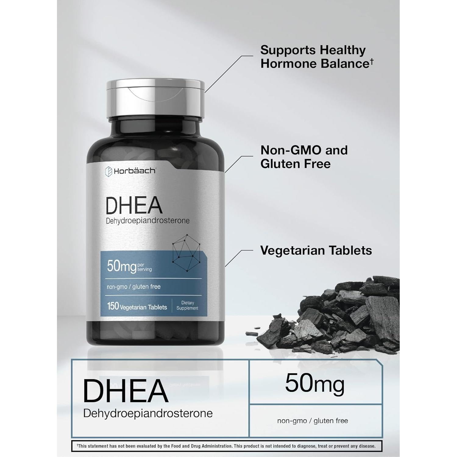 Suplemento DHEA 50mg Horbäach - 150 Tabletas Veganas