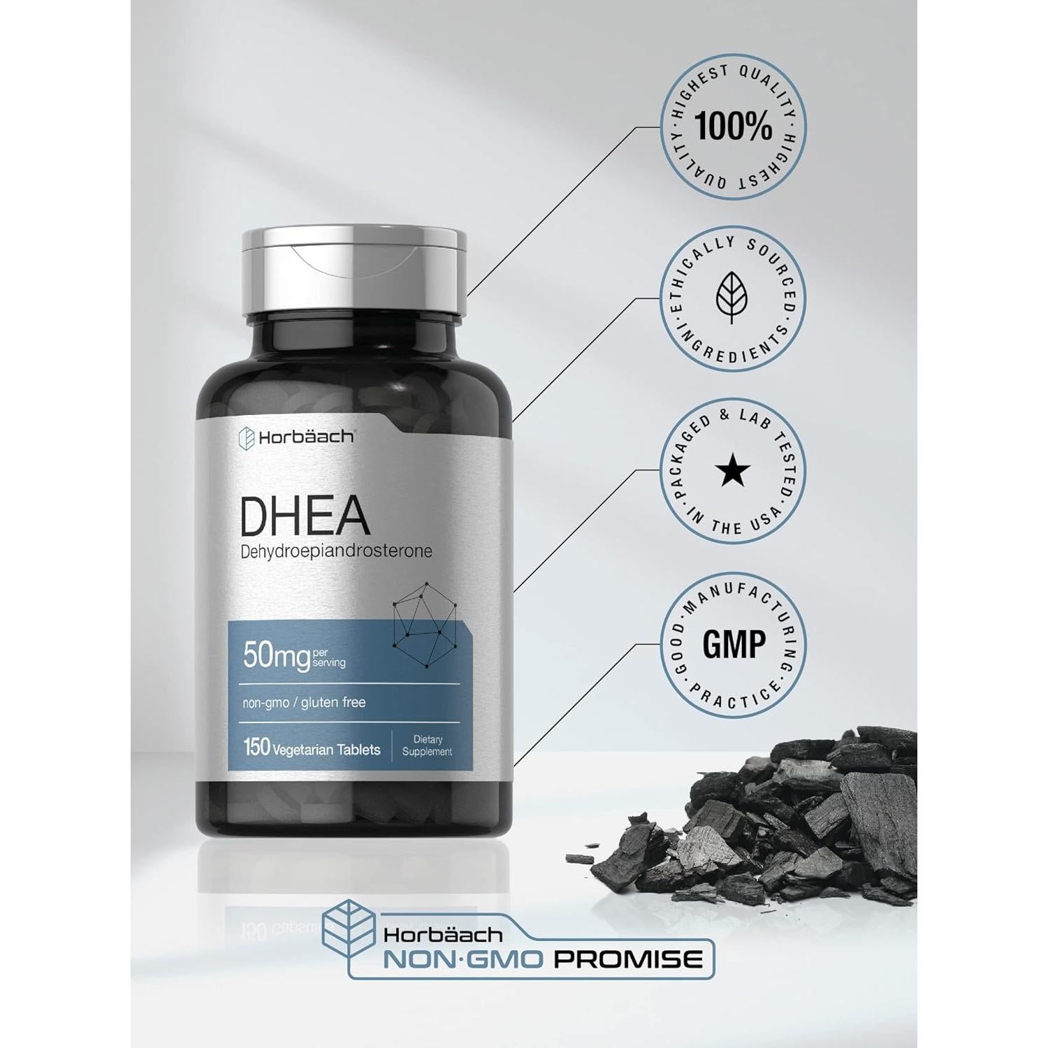 Suplemento DHEA 50mg Horbäach - 150 Tabletas Veganas