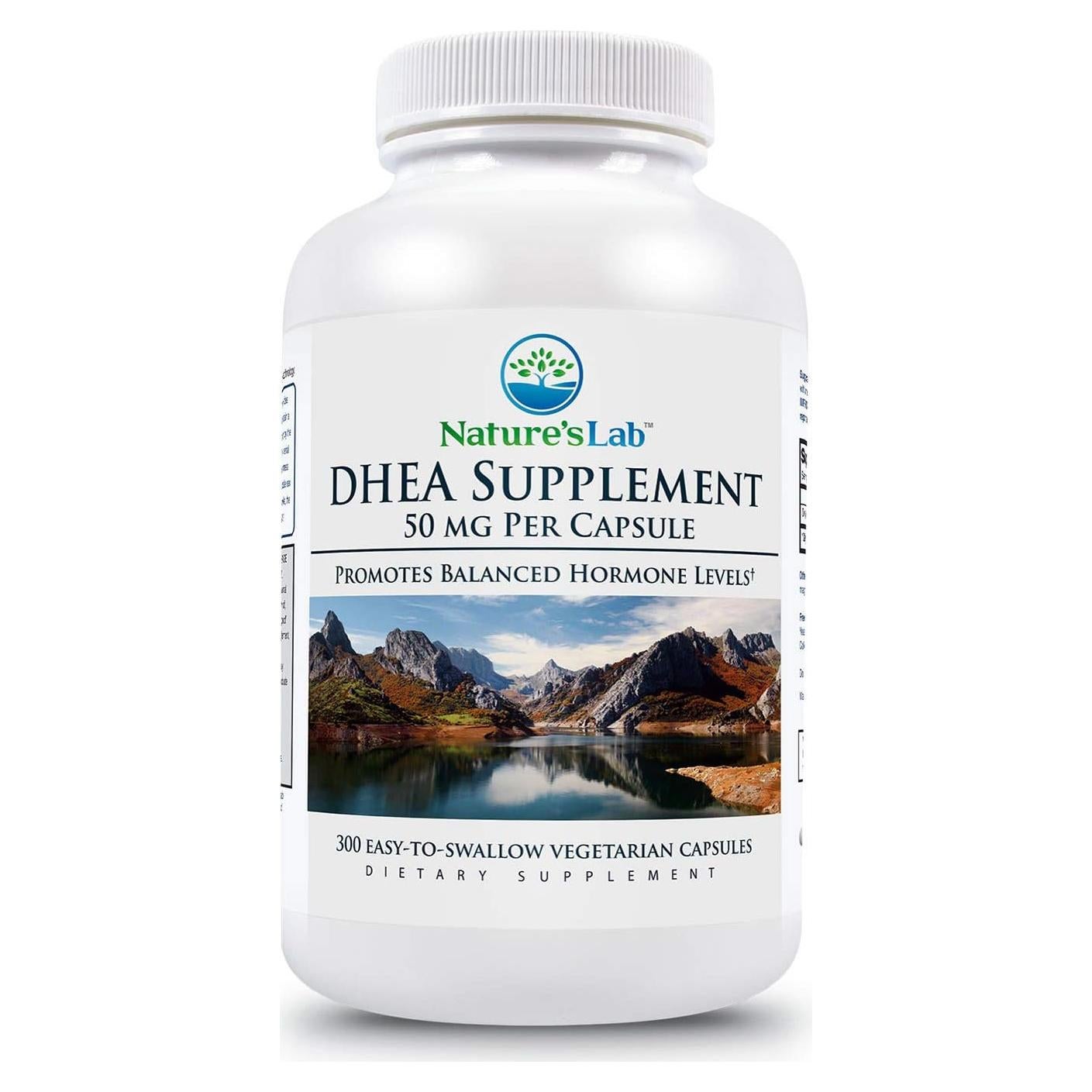 Suplemento DHEA Nature's Lab 50mg - 300 Cápsulas para Energía y Equilibrio Hormonal