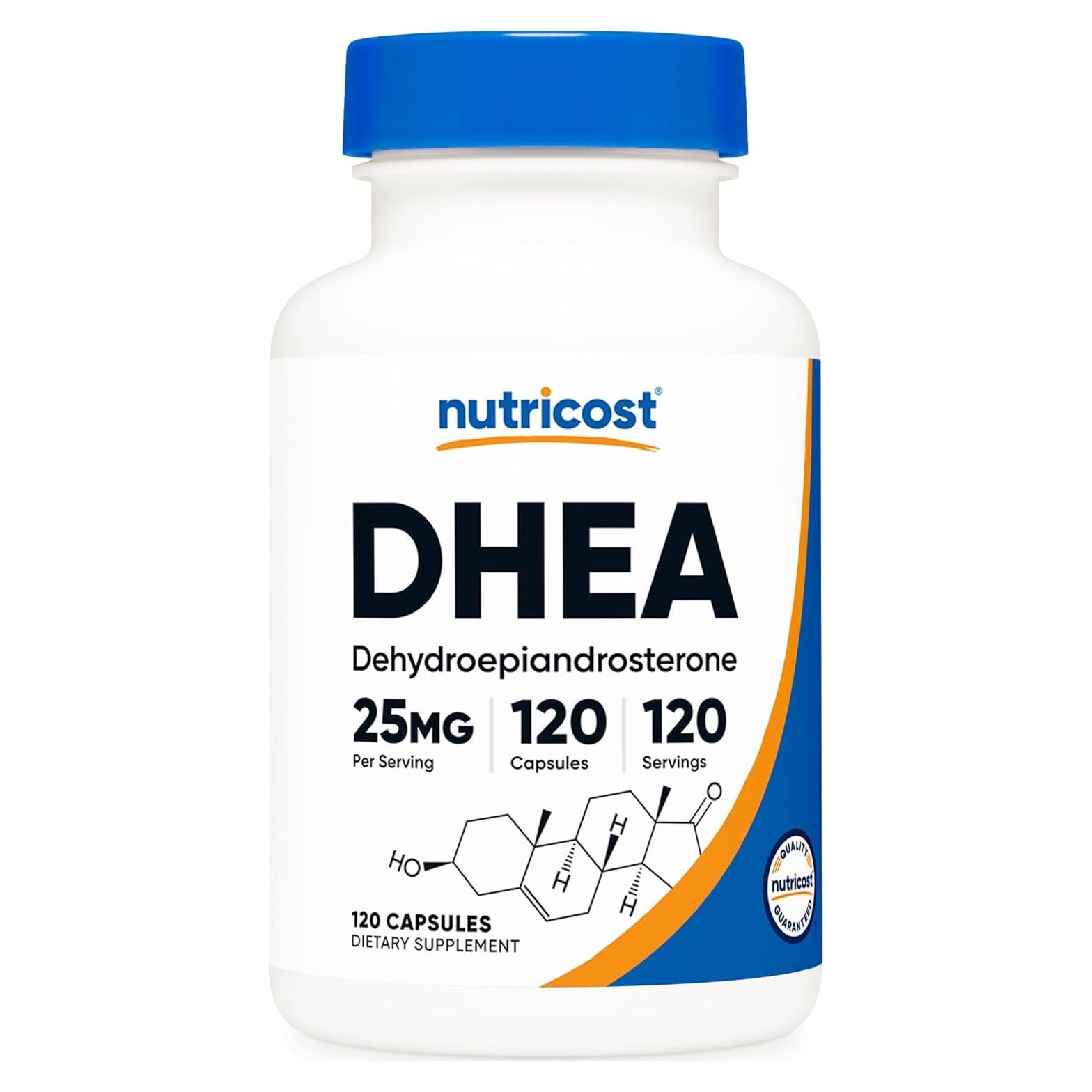 Nutricost DHEA 25mg 120 Cápsulas - Suplemento Sin Gluten y Soja