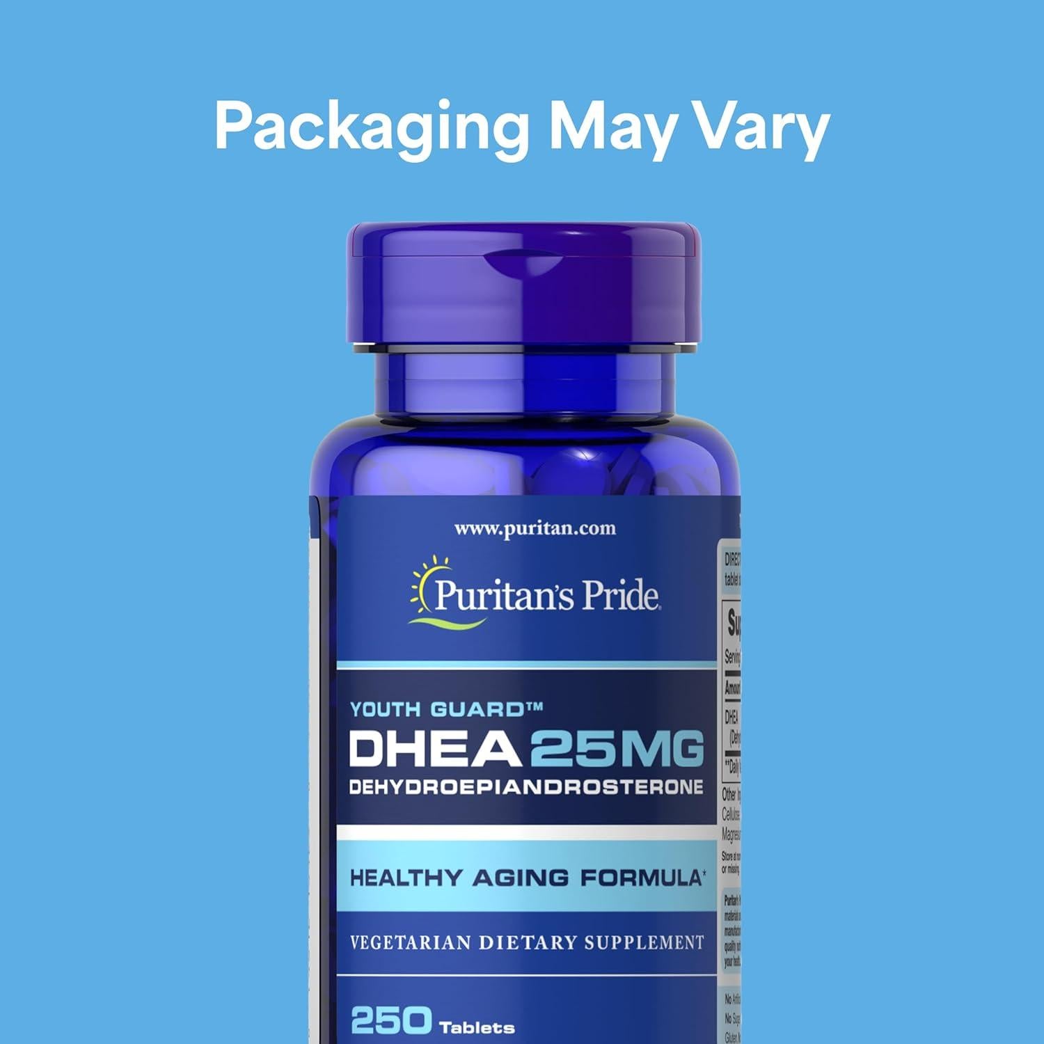 Suplemento DHEA Puritan's Pride 25mg 250 Tabletas Envejecimiento Saludable