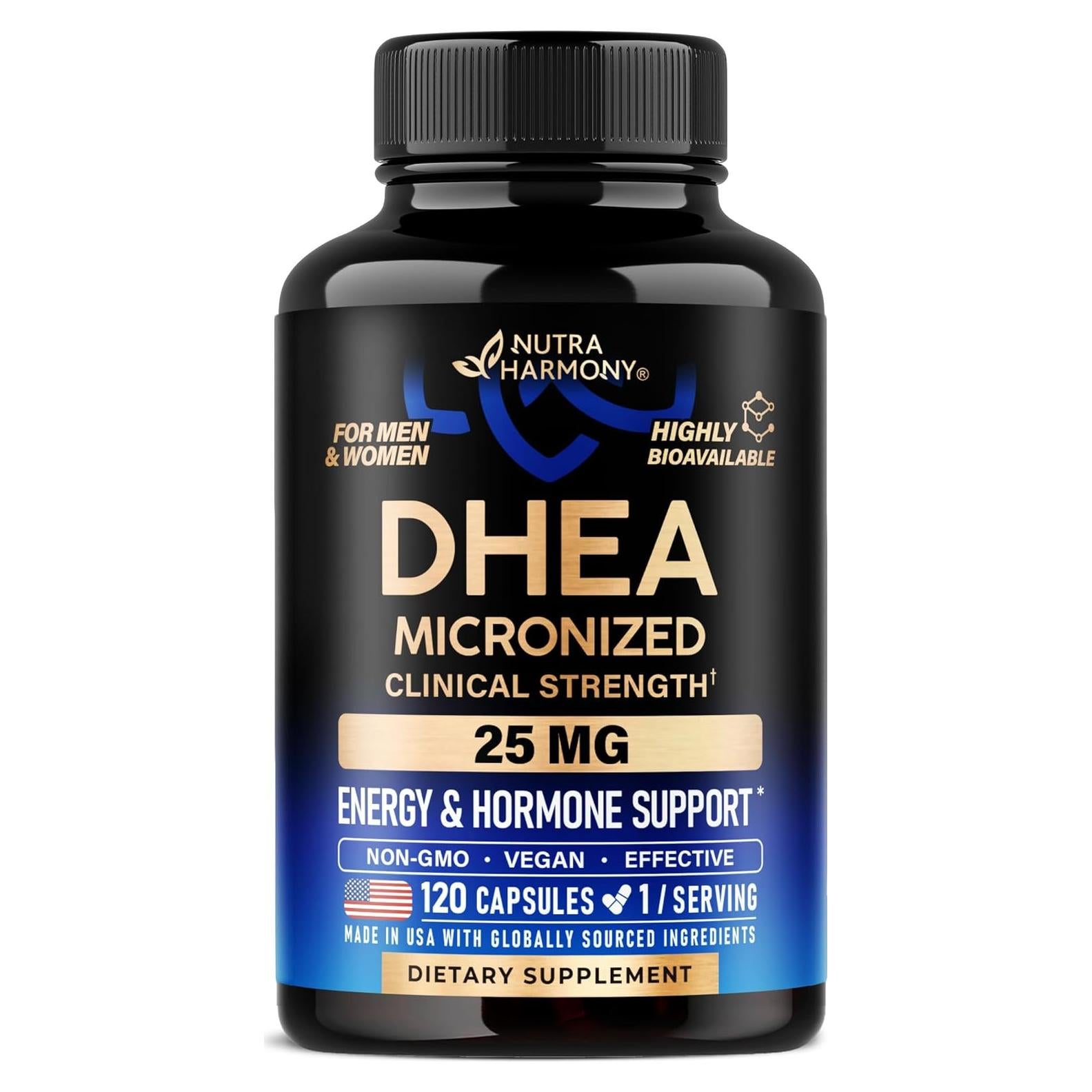 Suplemento DHEA 25mg Nutra Harmony - 120 Cápsulas Veganas