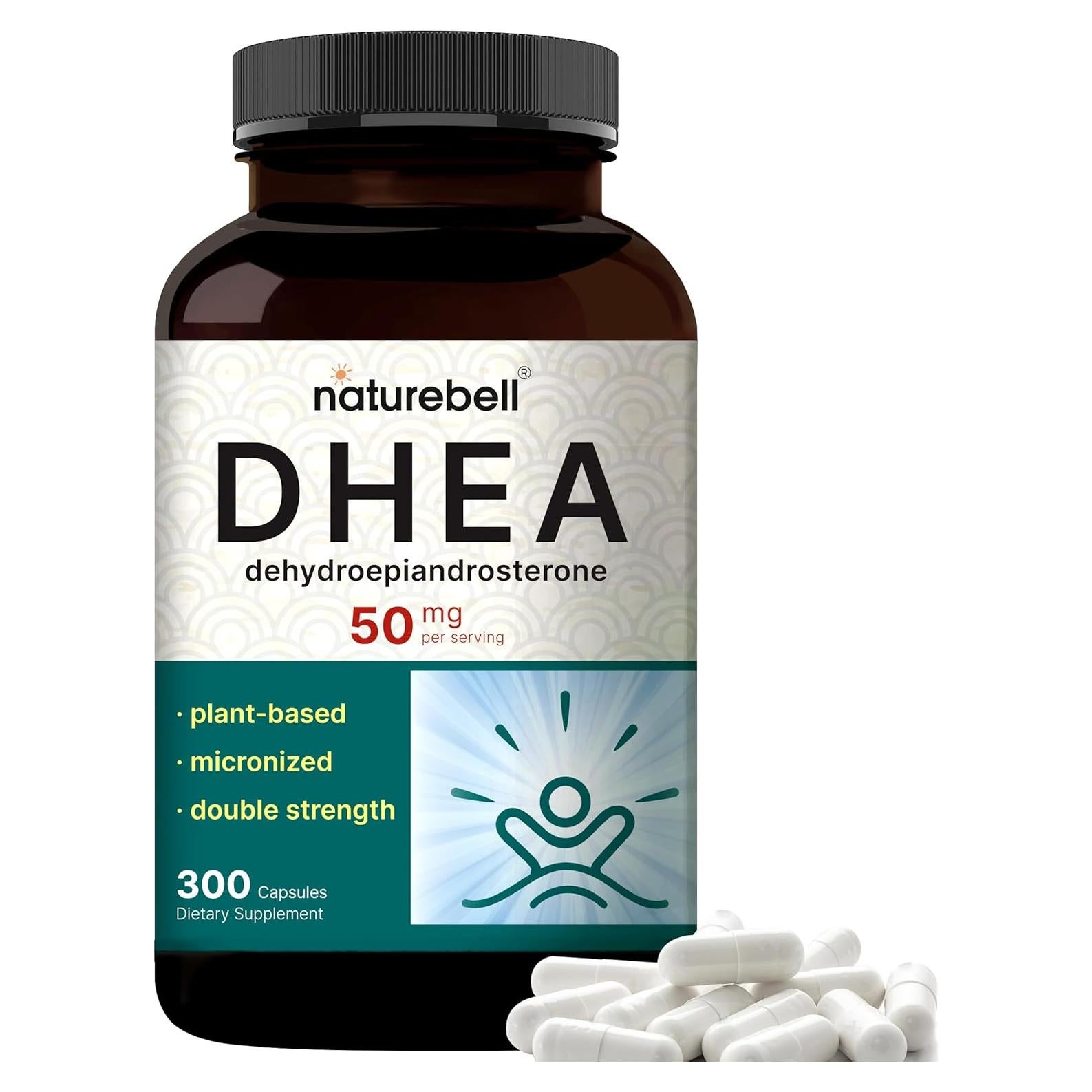 Suplemento DHEA NatureBell 50mg 300 Cápsulas Micronizadas