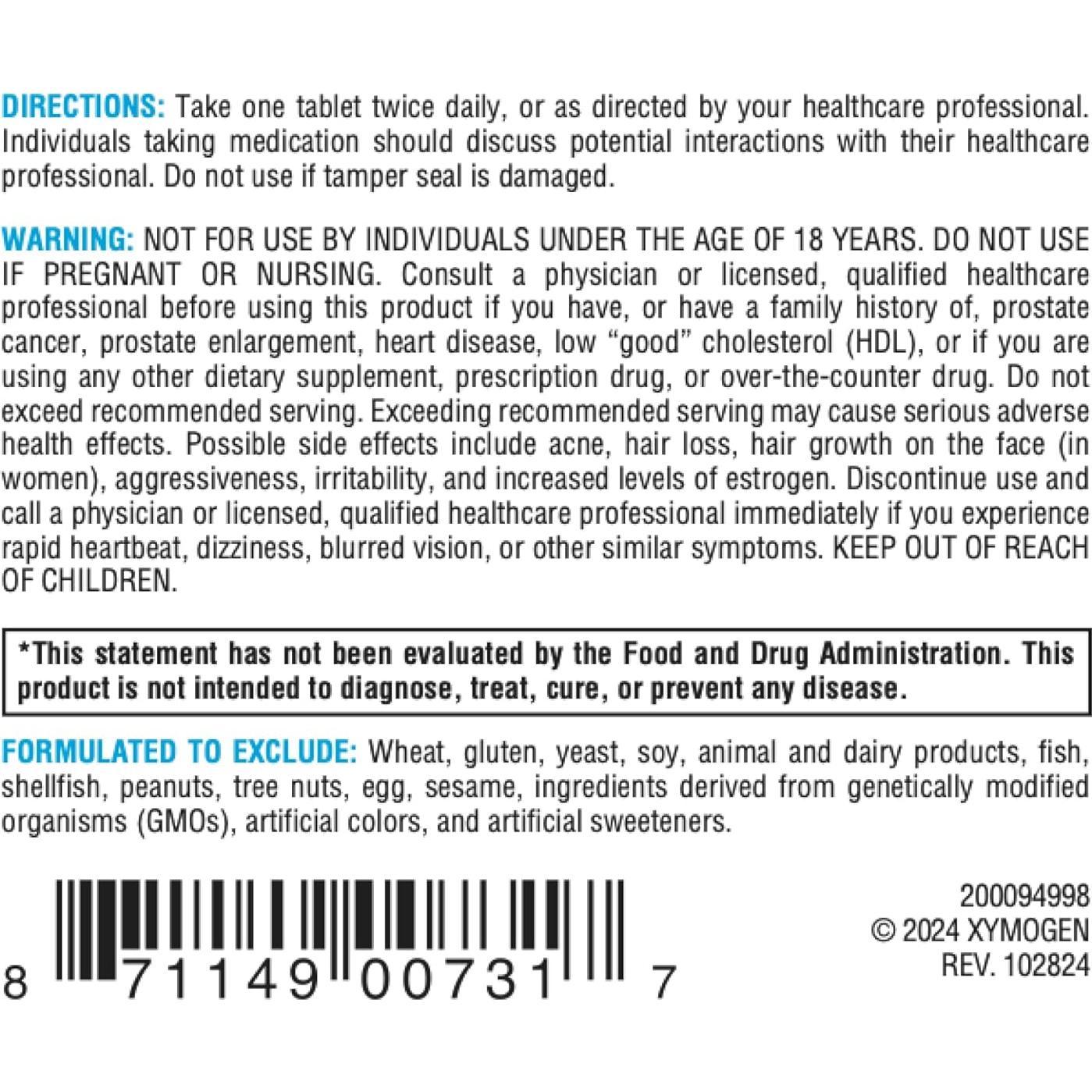 Suplemento DHEA Micronizado XYMOGEN 25 mg - 60 Tabletas