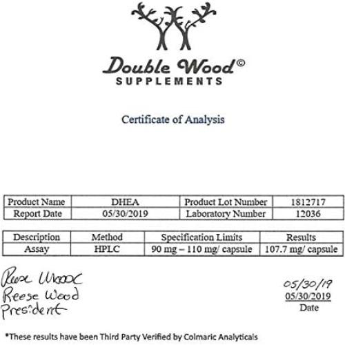 DHEA 100mg 180 Cápsulas Double Wood - Equilibrio Hormonal