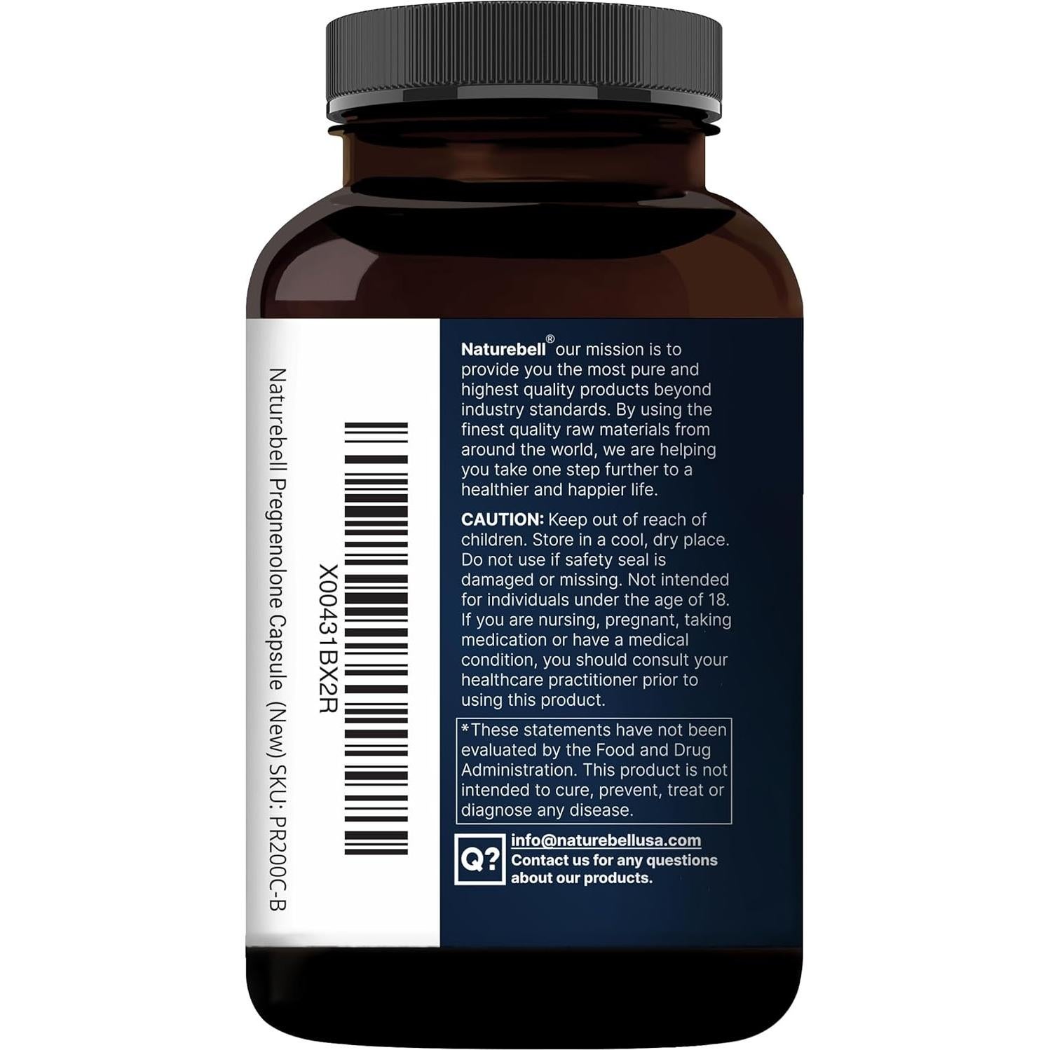 Pregnenolona 100mg NatureBell - 240 Cápsulas Micronizadas