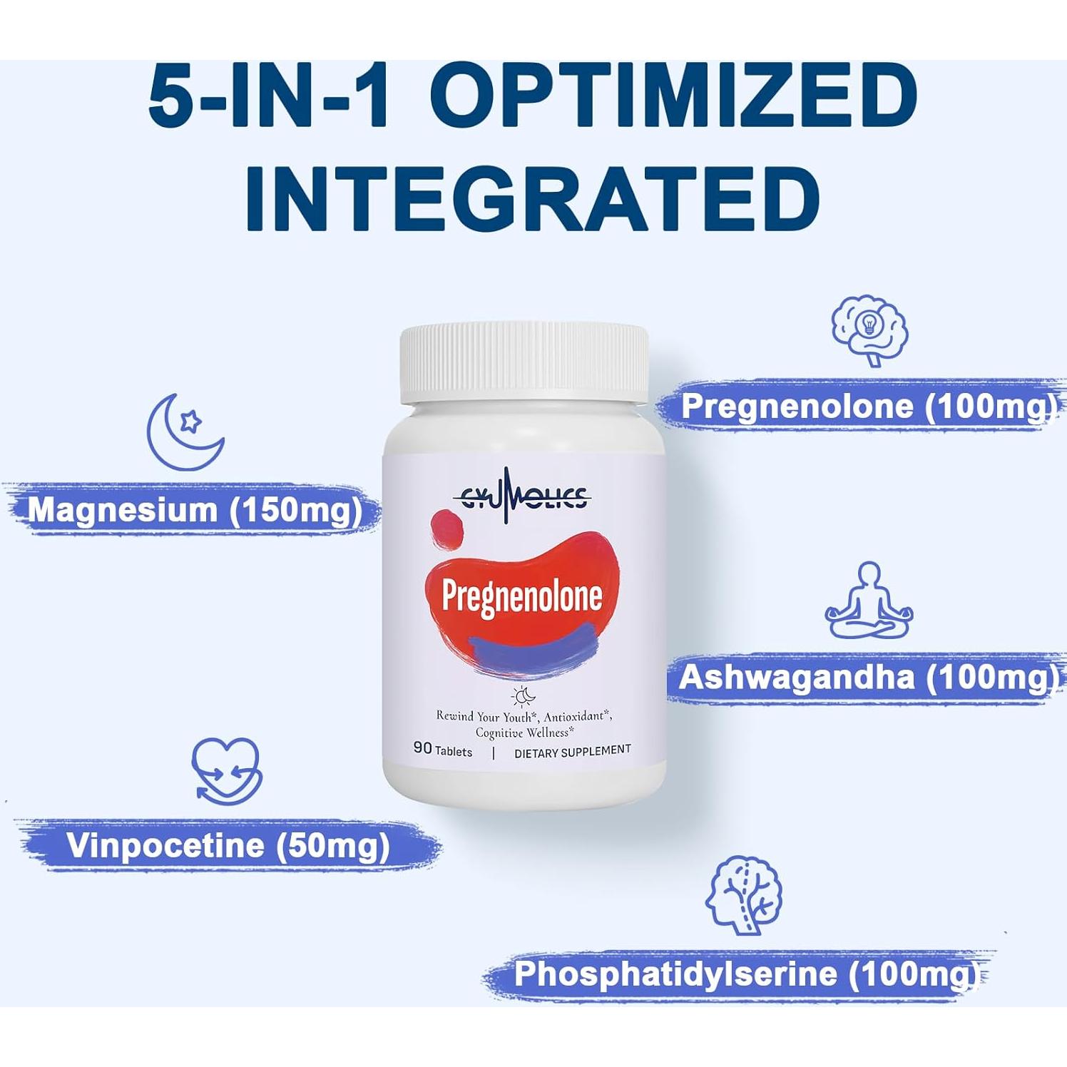 Suplemento de Pregnenolona 100mg Gyumolics - 90 Tabletas