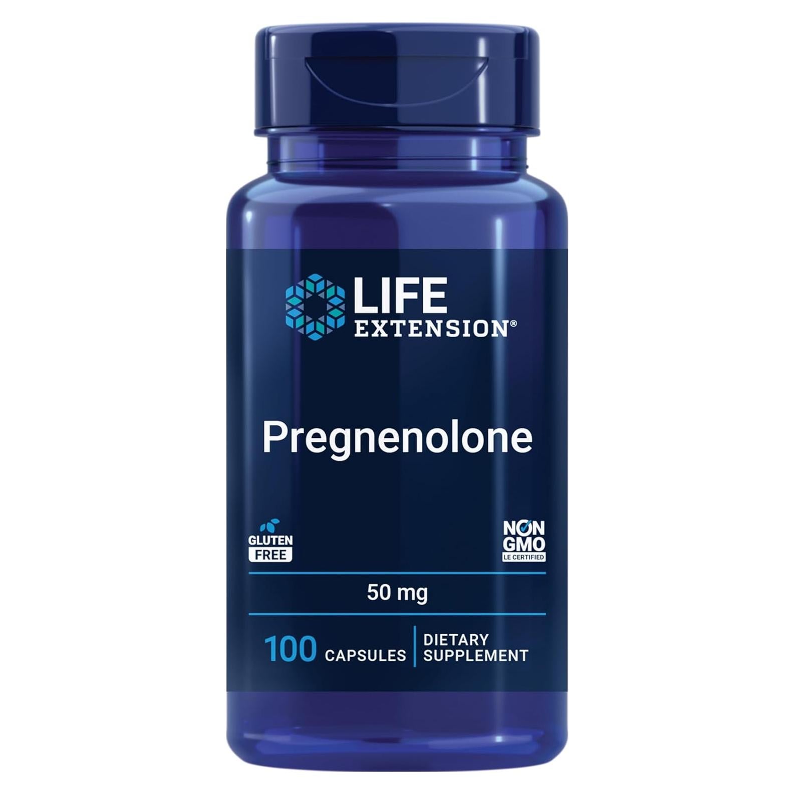 Suplemento de Pregnenolona Life Extension 50 mg, 100 Cápsulas