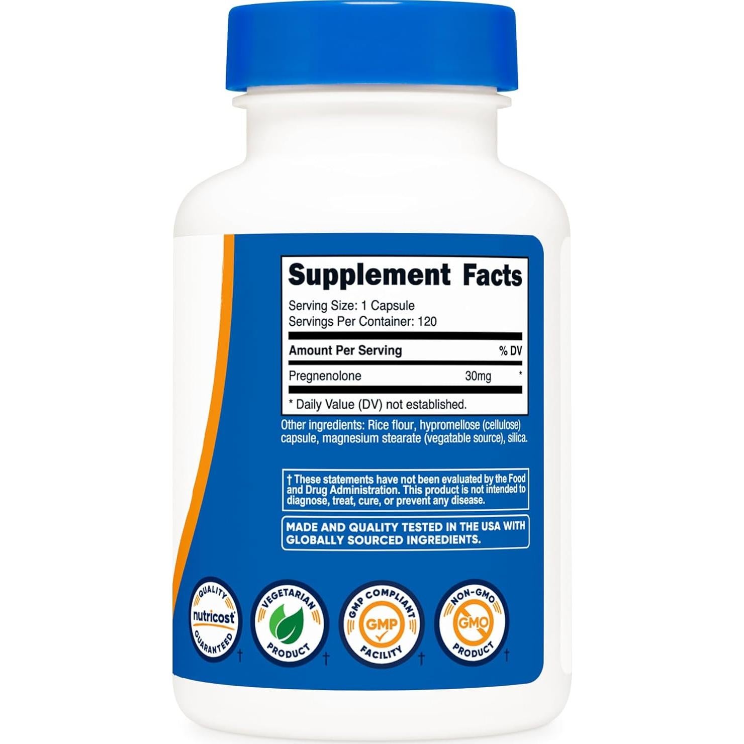 Nutricost Pregnenolona 30mg - 120 Cápsulas Vegetarianas Sin OGM