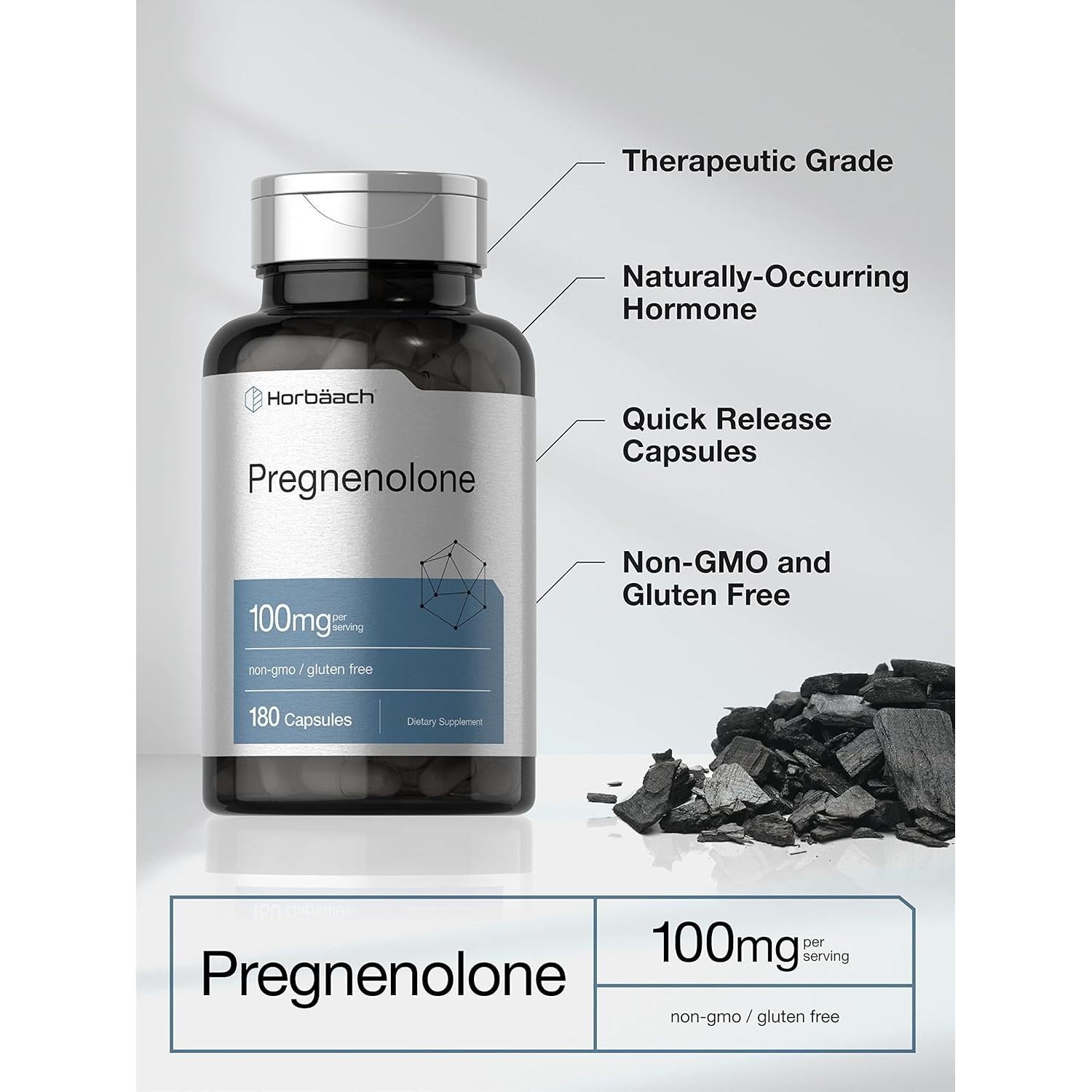 Suplemento Pregnenolona 100mg Horbäach 180 Cápsulas Sin OGM