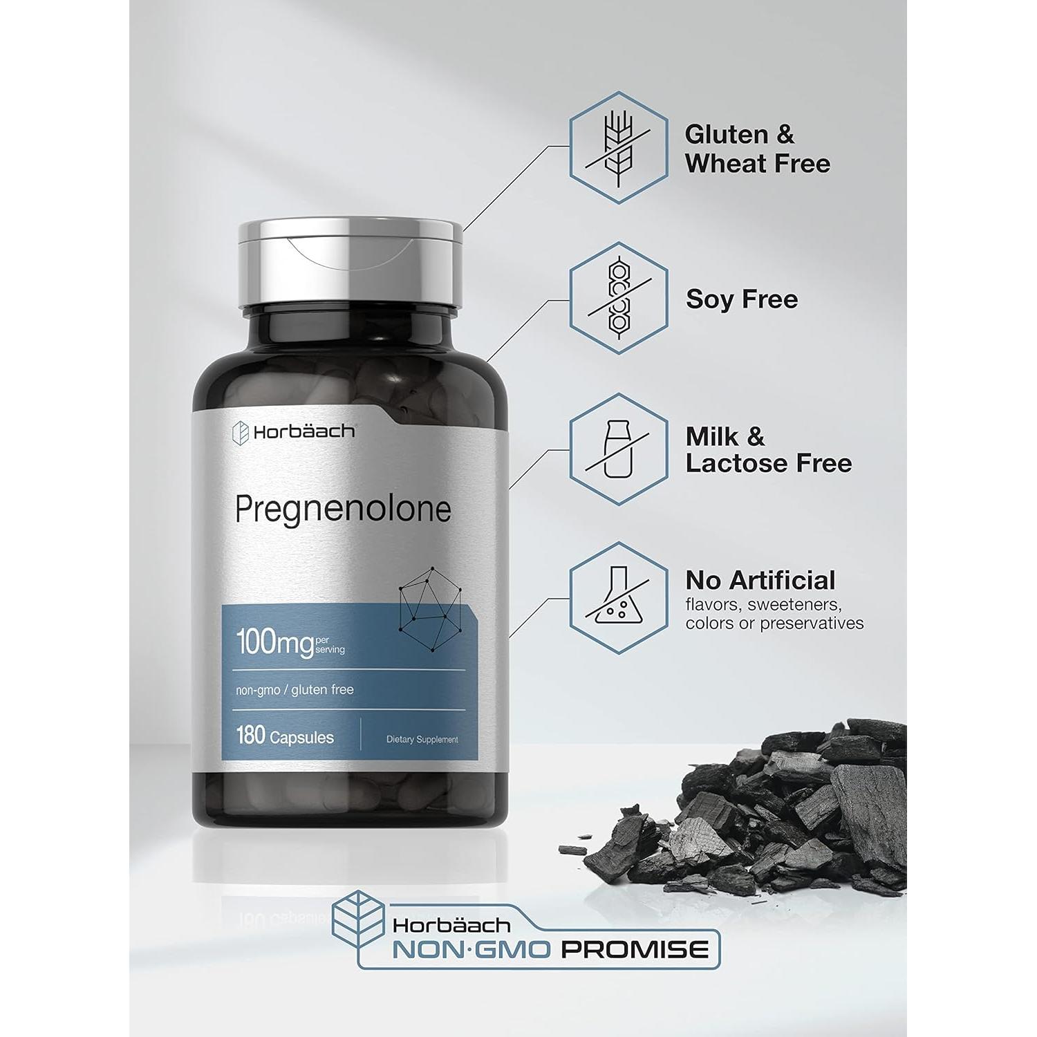 Suplemento Pregnenolona 100mg Horbäach 180 Cápsulas Sin OGM