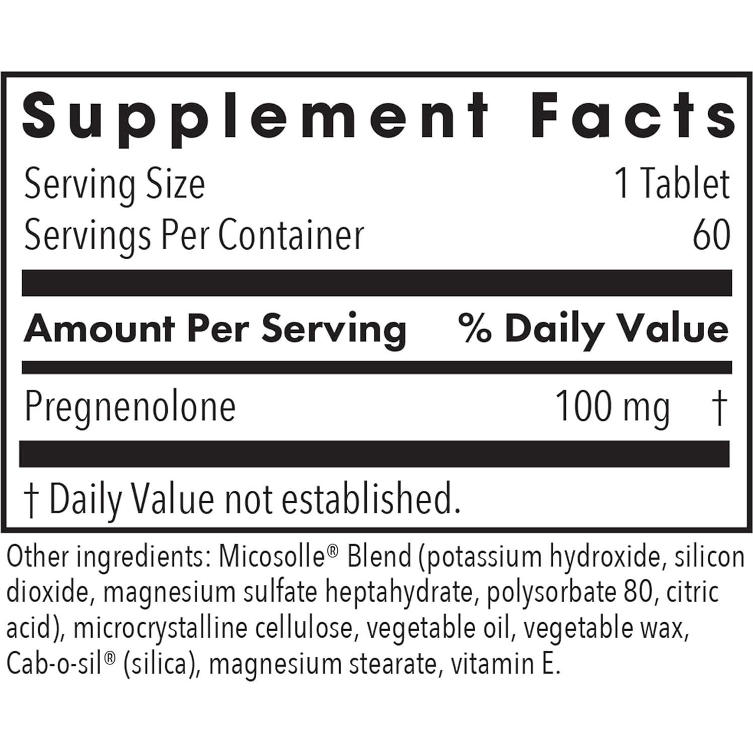 Suplemento de Progesterona Pregnenolona 100mg - Grupo de Investigación de Alergias - 60 Tabletas